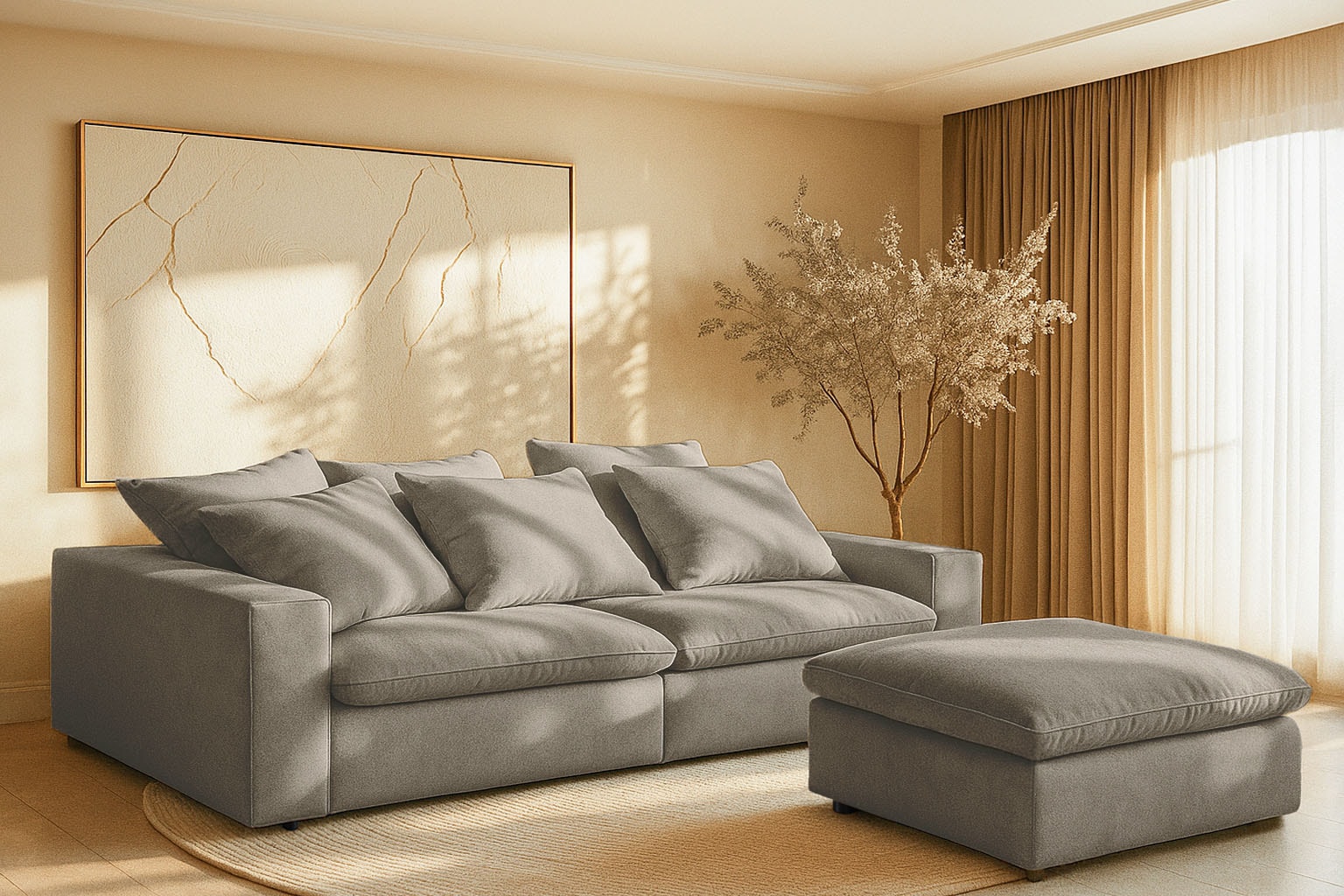 andas Big-Sofa »Venslev«, Lounge-Sofa, mit extra tiefer Sitzfläche und losen Kissen