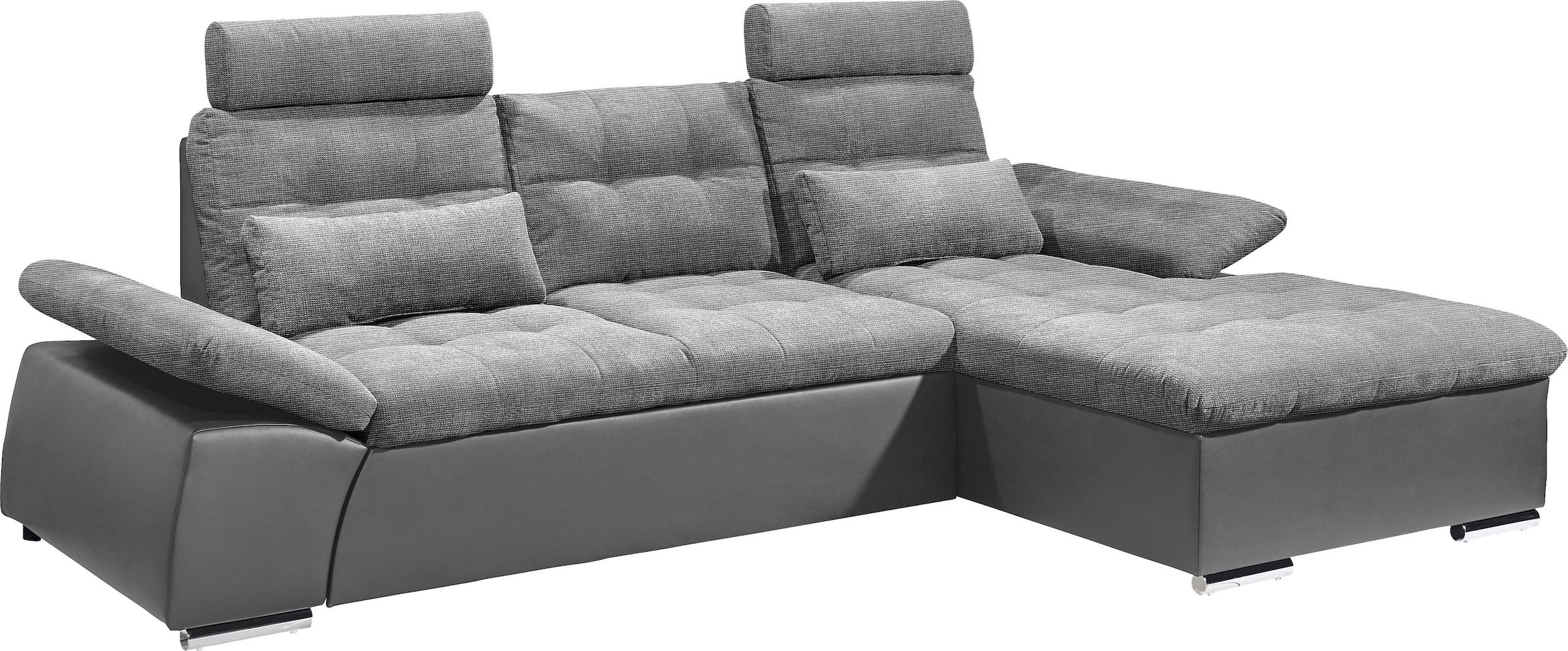 ED EXCITING DESIGN Ecksofa »Jakarta L-Form«, mit Bettfunktion, Armteilverstellung, Kopfstützen & 2 Nierenkissen