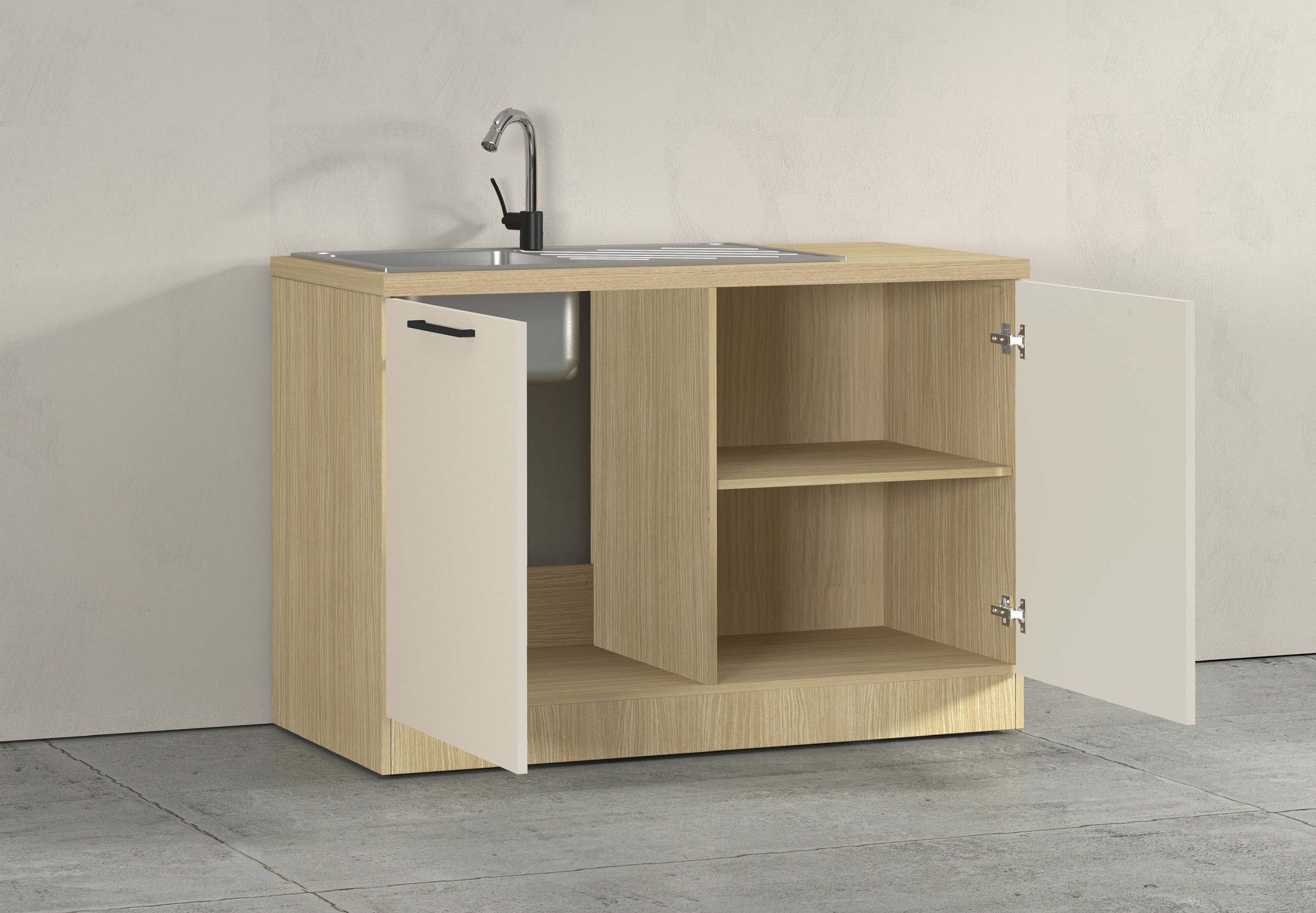 KOCHSTATION Spülenschrank »Luna, Unterschrank für Spüle, Küchenspülenschrank, Made in  Italy« B/T/H: 120×60×85 cm, inklusive Einbauspüle und Siphon