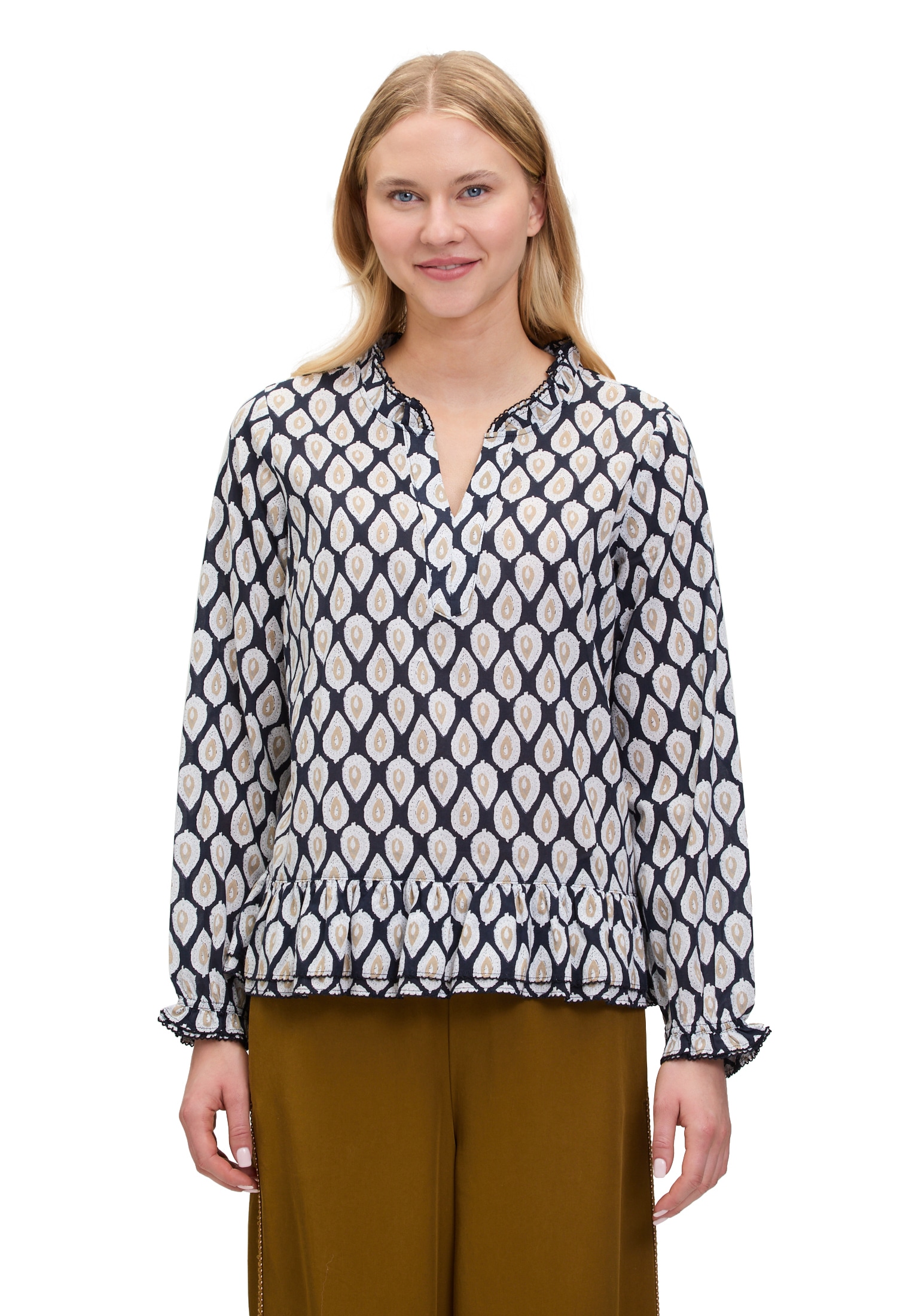 Cartoon Schlupfbluse "Cartoon Casual-Bluse mit Raffung" günstig online kaufen