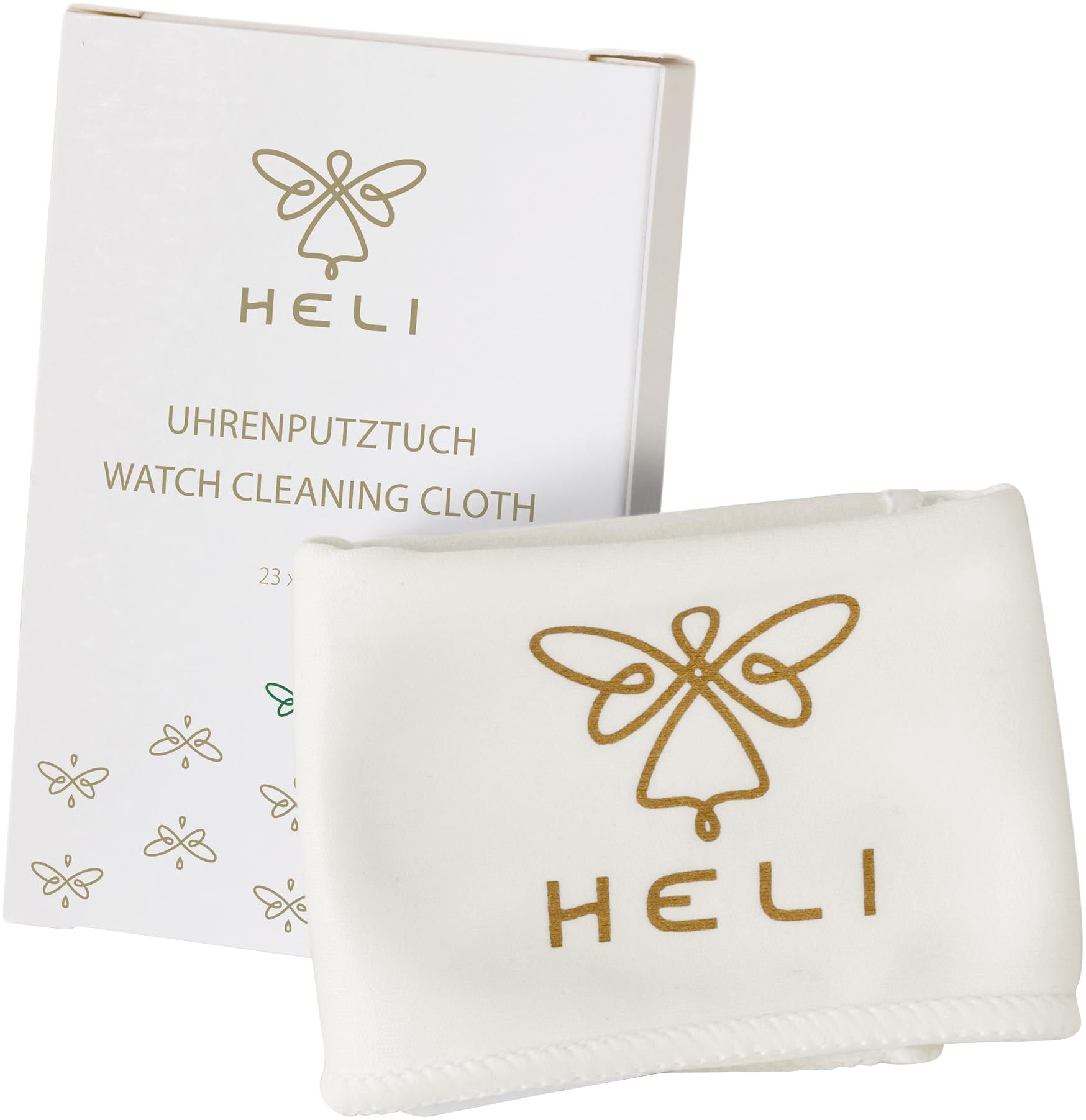 HELI Pflegetuch "113040OT", weiß, gewebt, Mikrofaser, B:23cm L:23cm, Putztücher, Quarzuhr, Armbanduhr, Reinigung, Edelstahlarmband, Putztuch