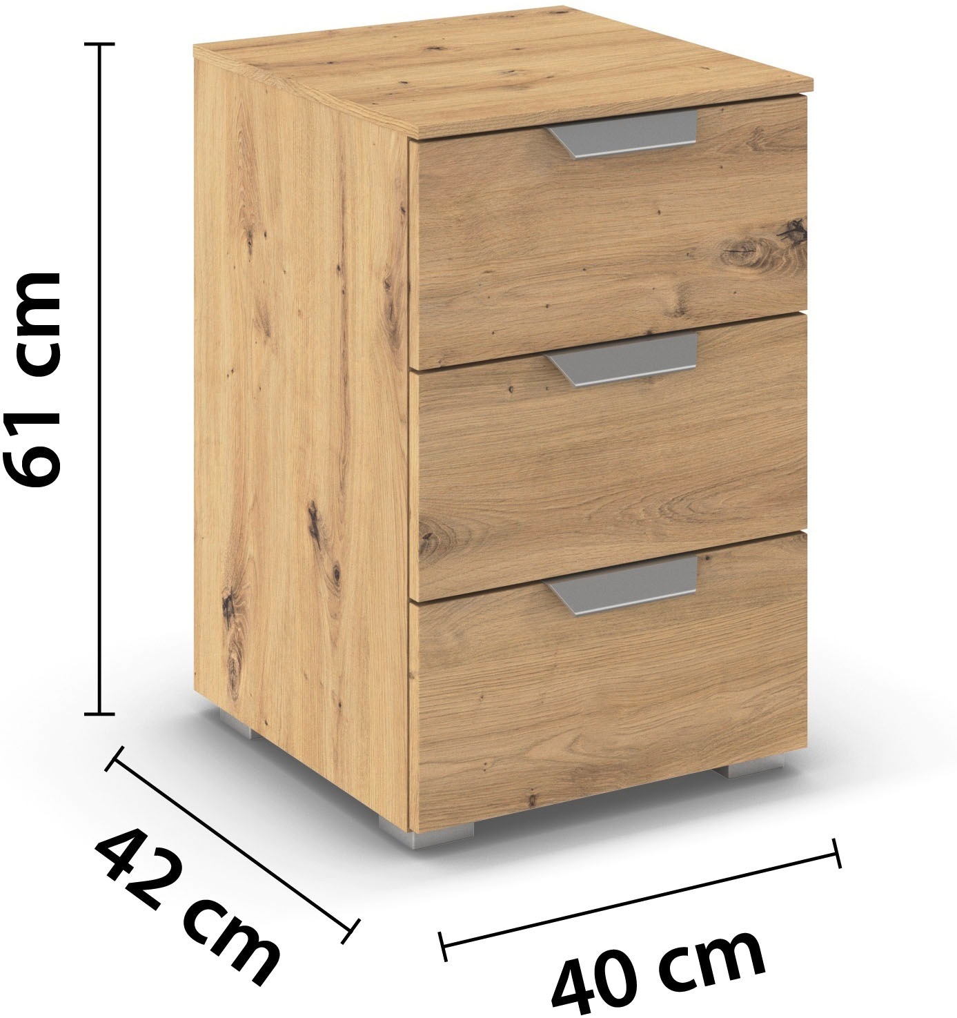 rauch Nachtkommode »Nachttisch Nachtkonsole ORIAS in Dekor- oder Hochglanzfront« Breite 40 cm,  mit 3 geräumigen Schubladen für viel Stauraum MADE IN GERMANY