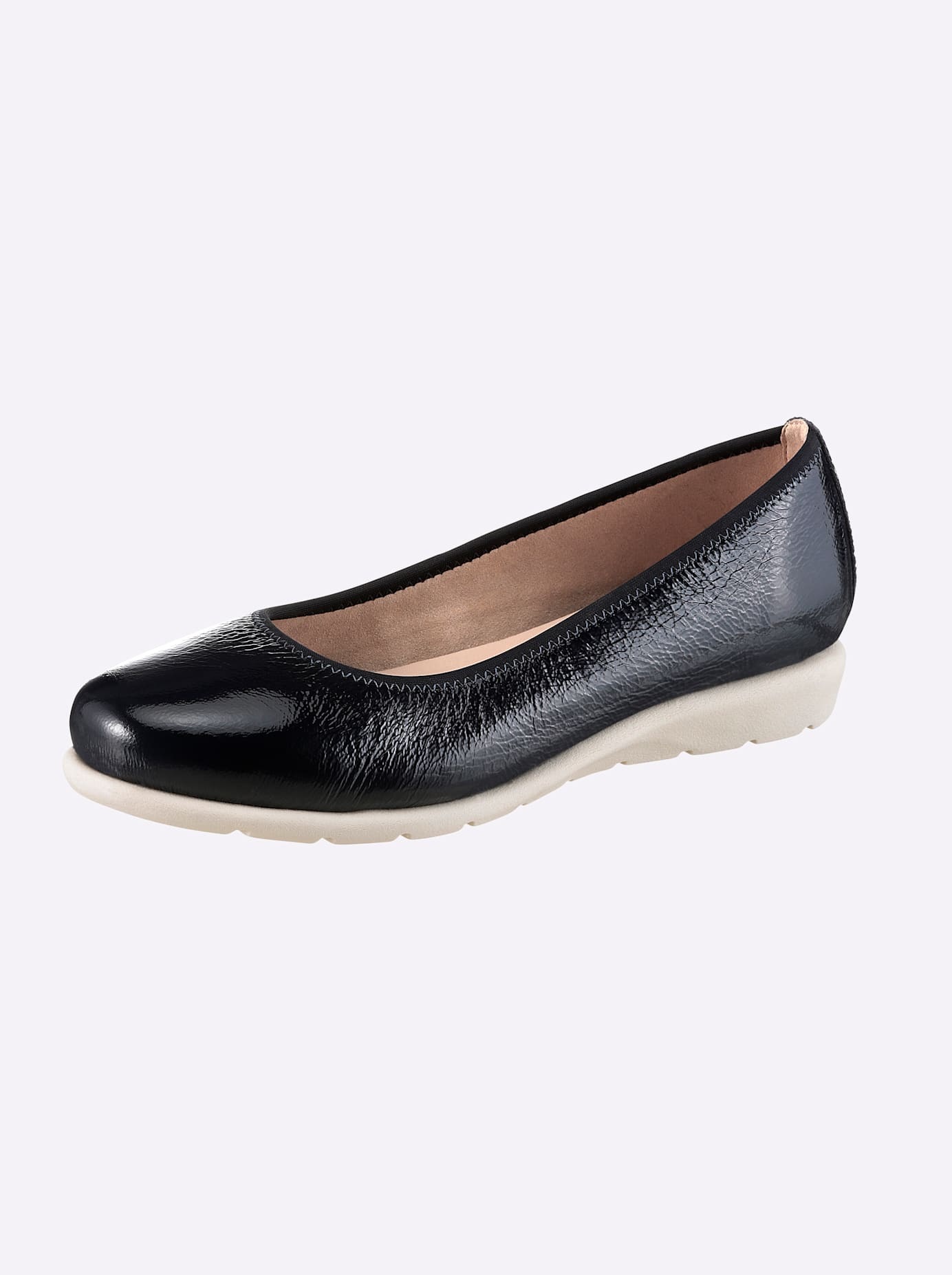 Ballerina CLASSIC BASICS, Damen, Gr. 36, marine, Lackleder, Leder, Basic, Schuhe Ballerina