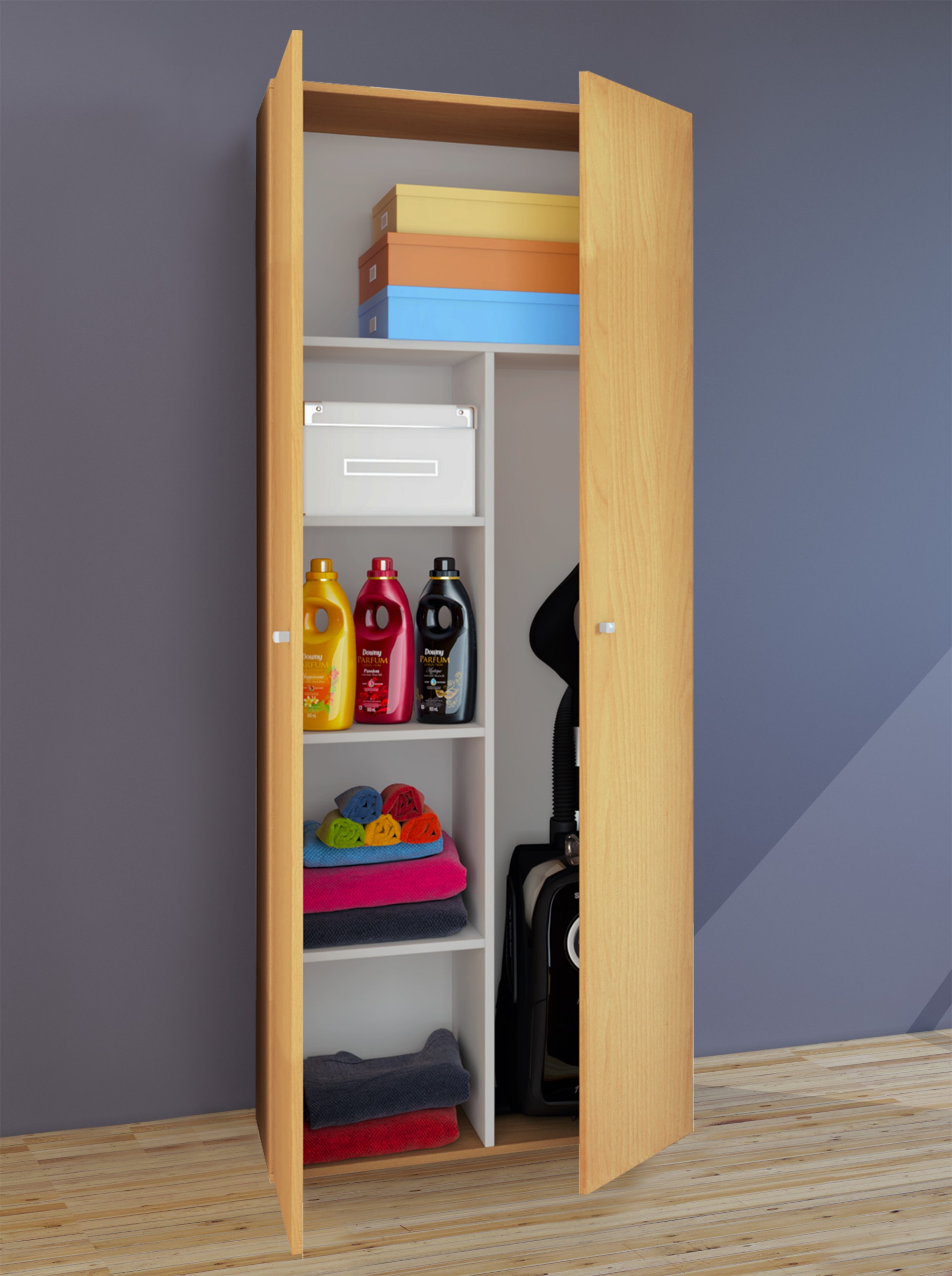 VCM Mehrzweckschrank »VCM Holz-Besenschrank | 6 Fächer | Maße ca. B. 70 x H. 178 x T. 40 cm | Haushaltsschrank | Mehrzweckschrank - Vandol«, (1 St.)