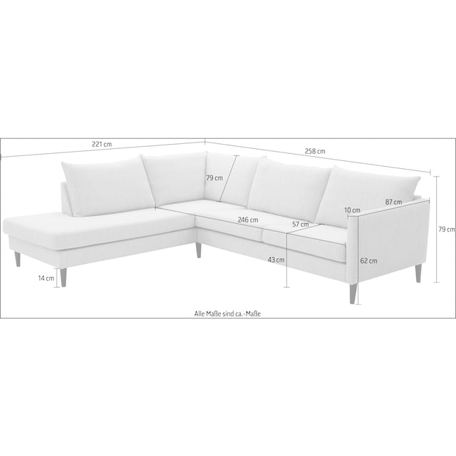 ATLANTIC home collection Ecksofa »Rekvik«, mit Wellenunterfederung, mit  Massivholzfüßen kaufen | BAUR