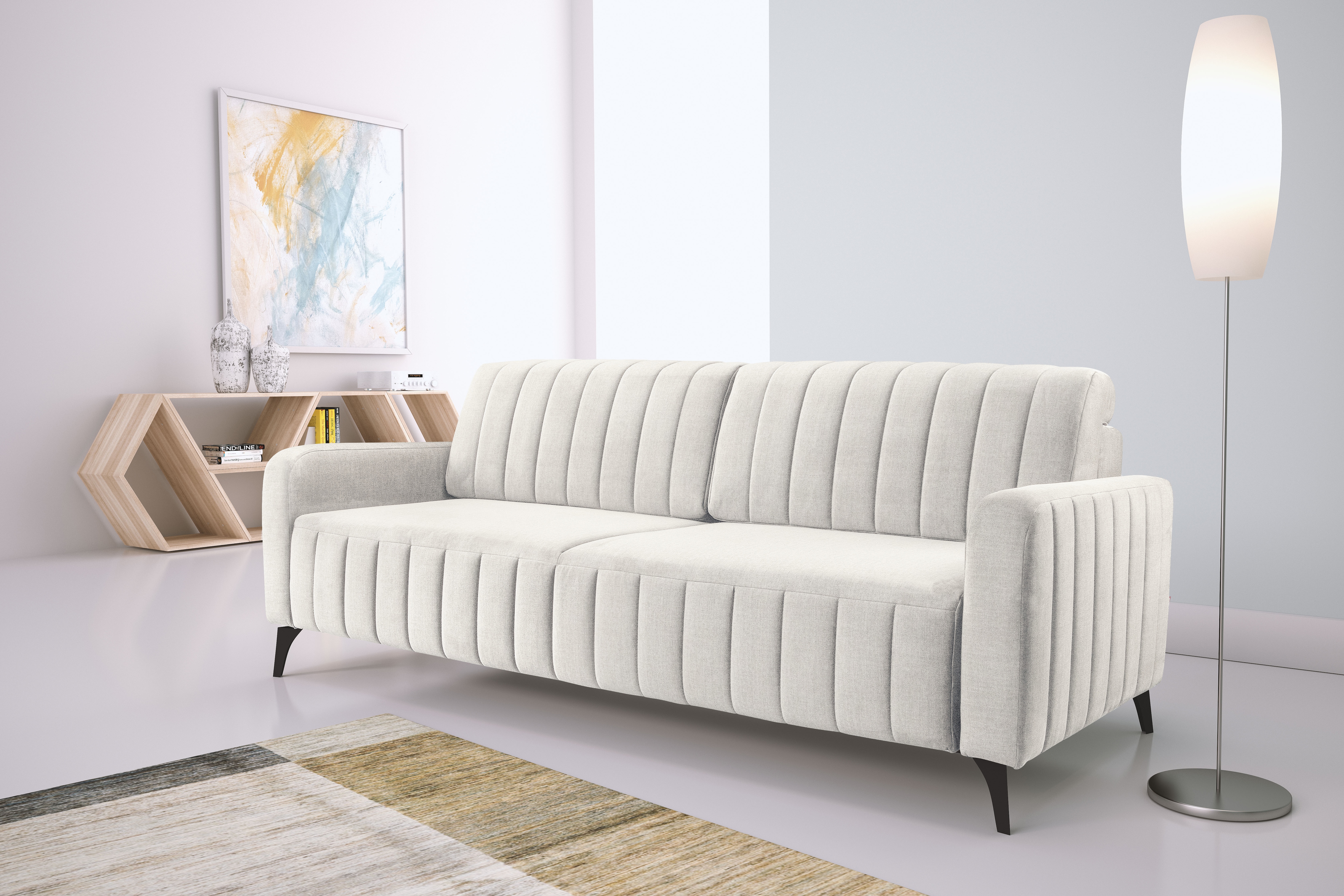 exxpo - sofa fashion 3-Sitzer "Grande, Schlafsofa, Dauerschläfer, Microvelours-Bezug, Breite 222cm" mit Bettfunktion und Bettkasten, komfortabler Federkern