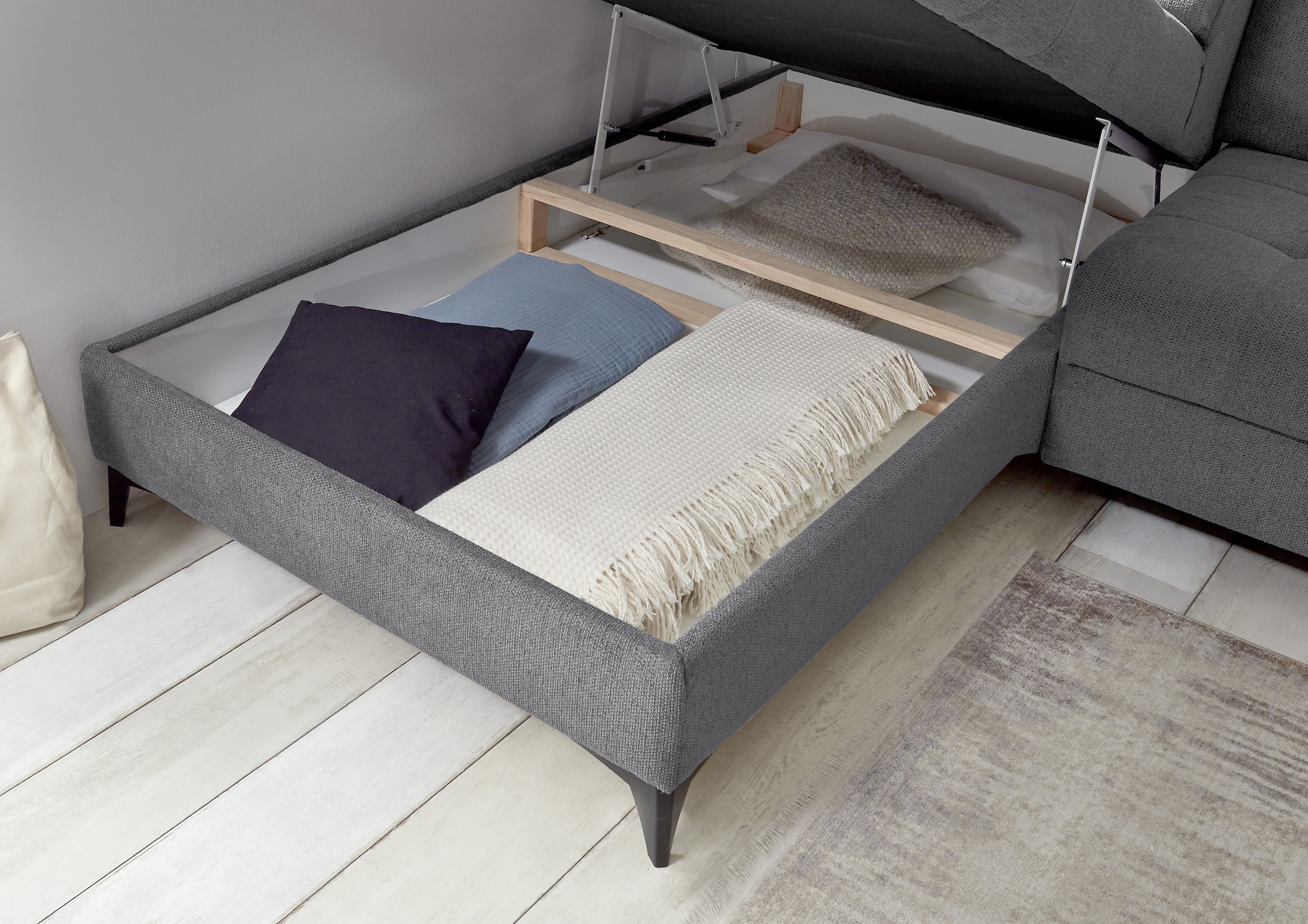 ED EXCITING DESIGN Ecksofa »Rockdale L-Form mit Bettfunktion, Bettkasten«, Kopfteilverstellung, Sitztiefenverstellung & USB-Port