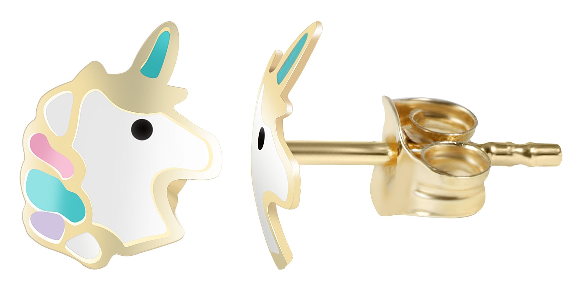 Thumbnail - Adelia´s Paar Ohrhänger "Mädchen Ohrringe – Ohrstecker Einhorn aus 333 Gold mit Emaille" Geschenkidee: zeitlos und viels...