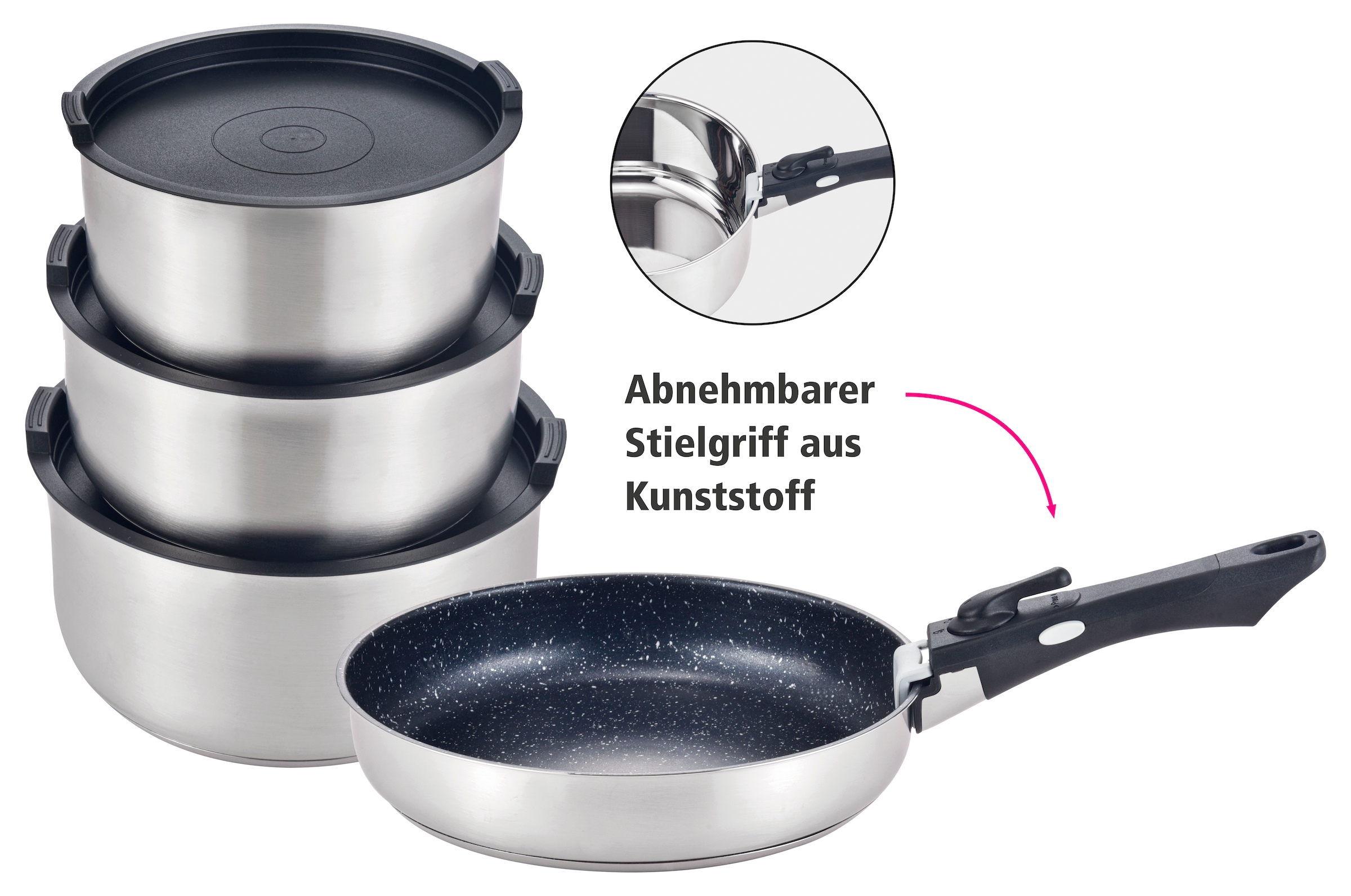 Topf-Set »EASY CLICK«, Edelstahl, (Set, 8 tlg.), Das mehrteilige Kochtopf-Set ist...