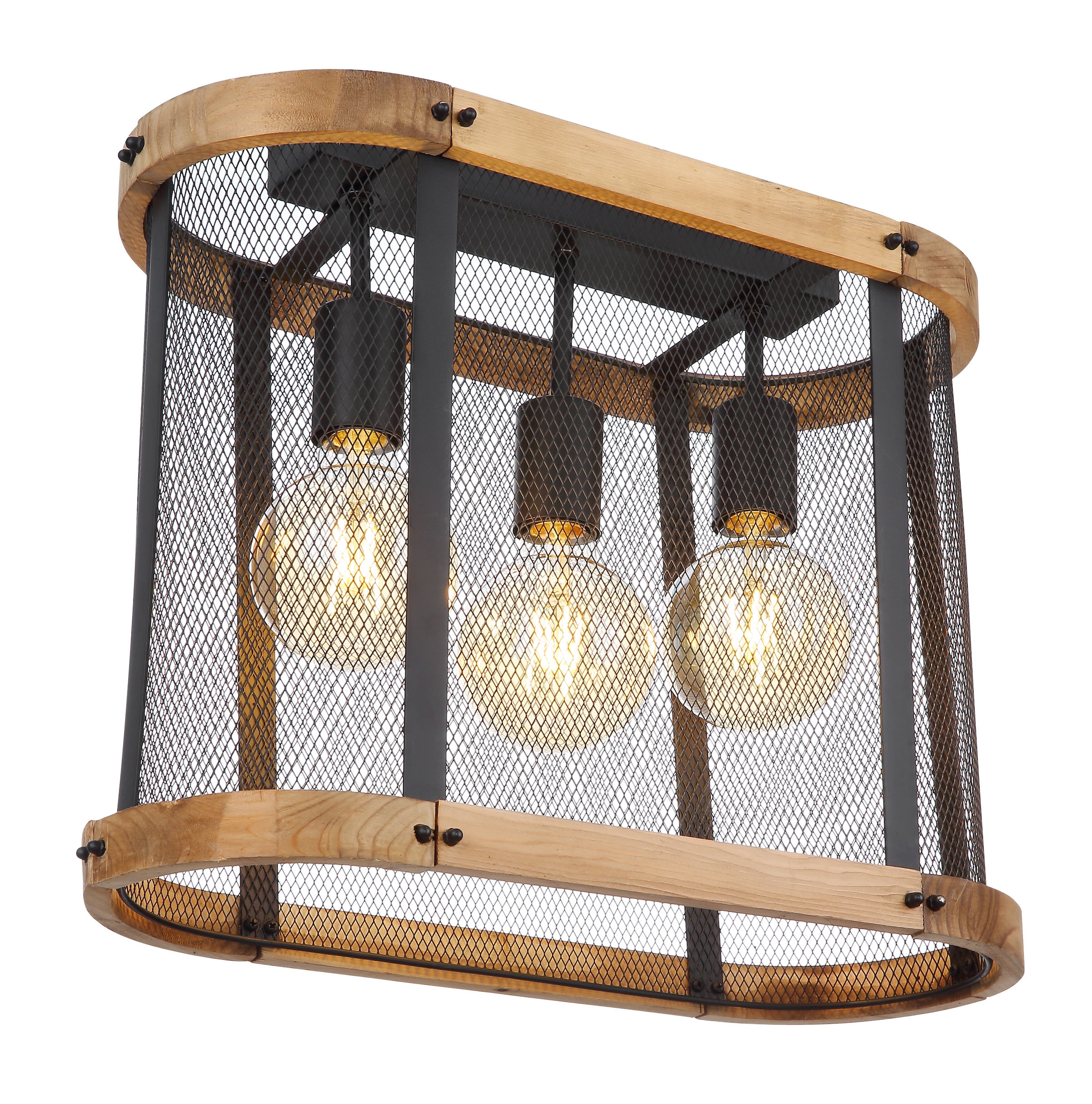 GLOBO LIGHTING Deckenleuchte »JEANIE«, Leuchtmittel E27 | ohne Leuchtmittel, Deckenlampe/Holz/schwarz/Wohnzimmer/Metallgeflecht
