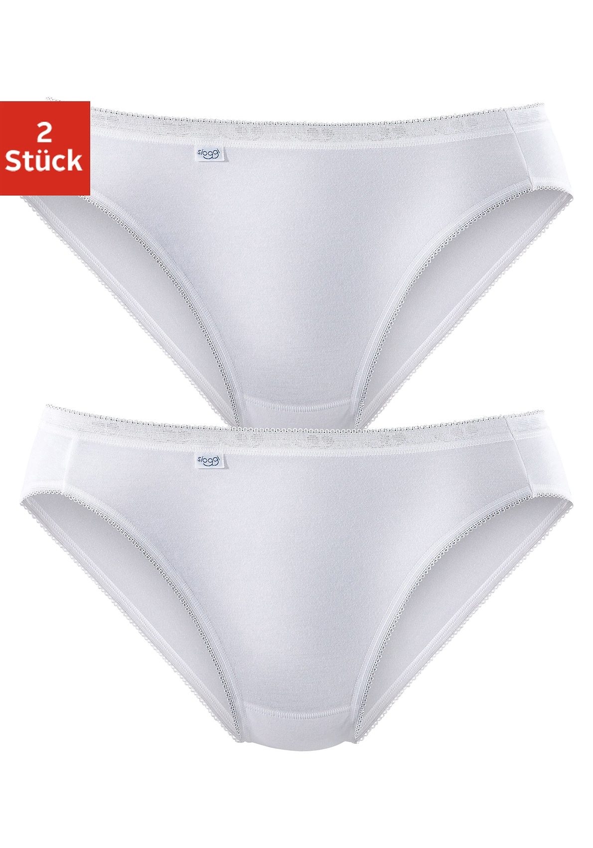 sloggi Jazz-Pants Slips »Basic+ Tai 2P«, (Packung, 2 St.), mit elastischer Mäusezähnchenkante