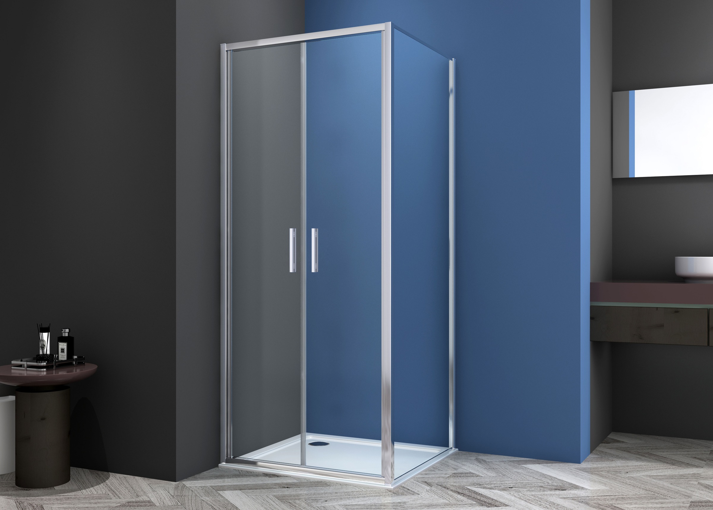 Sanotechnik Dusch-Doppelflügeltür »Sanotechnik SlimLine Salontür chrom« 6mm ESG Sicherheitsglas mit Easy-Clean-Beschichtung