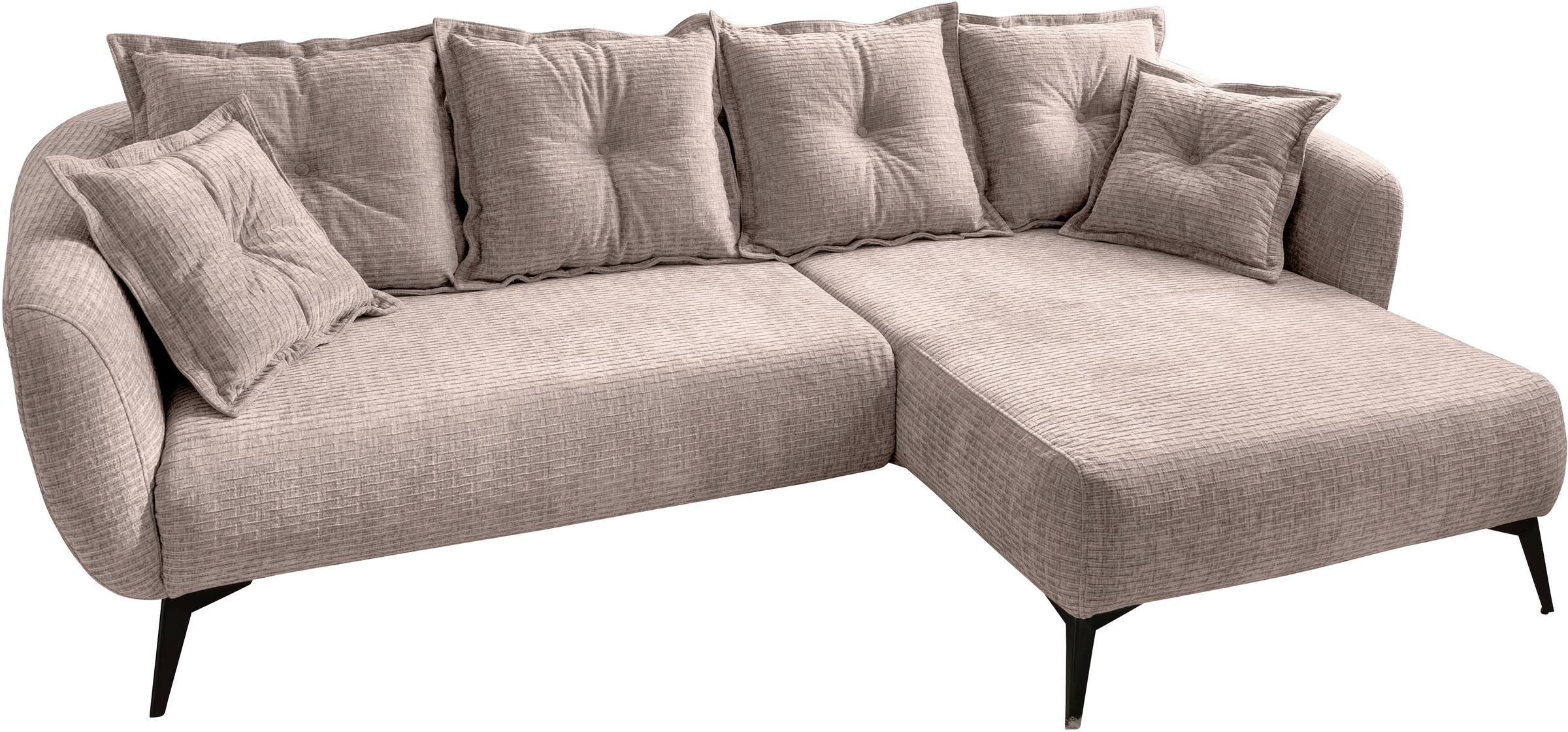 Thumbnail - Home affaire Ecksofa "Baggio Stellmaße 277/162 cm, modern & elegant, hoher Fuß" L-Form, schwarze Metallfüße