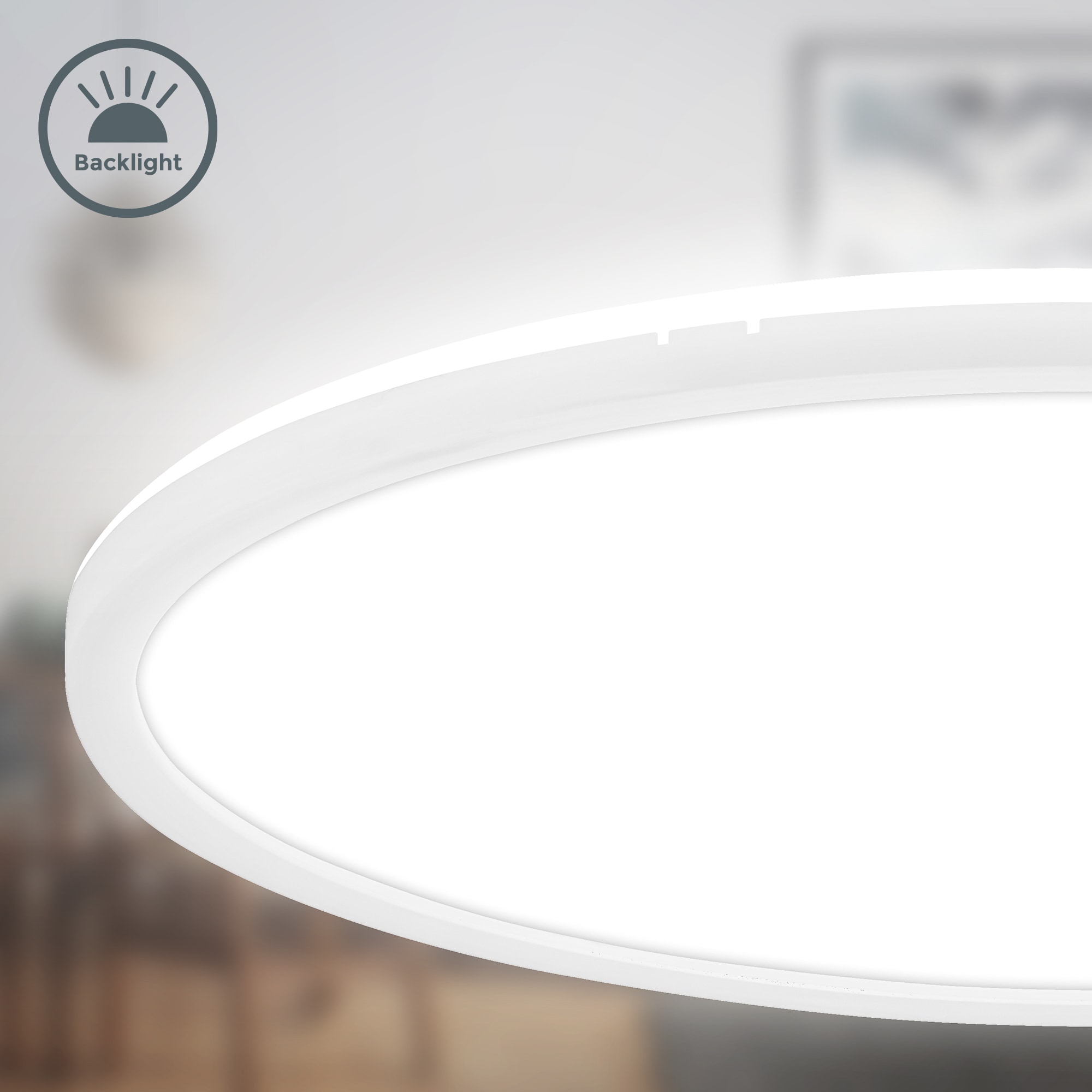 B.K.Licht LED Deckenleuchte »BKL1600 Ultraflache Deckenlampe, LED Panel mit Backlight«, 1 flammig, Leuchtmittel LED-Modul | LED fest integriert, 4.000K, 3.000 Lm, 22W, indirekte Hintergrundbeleuchtung, ⌀42cm, Weiß