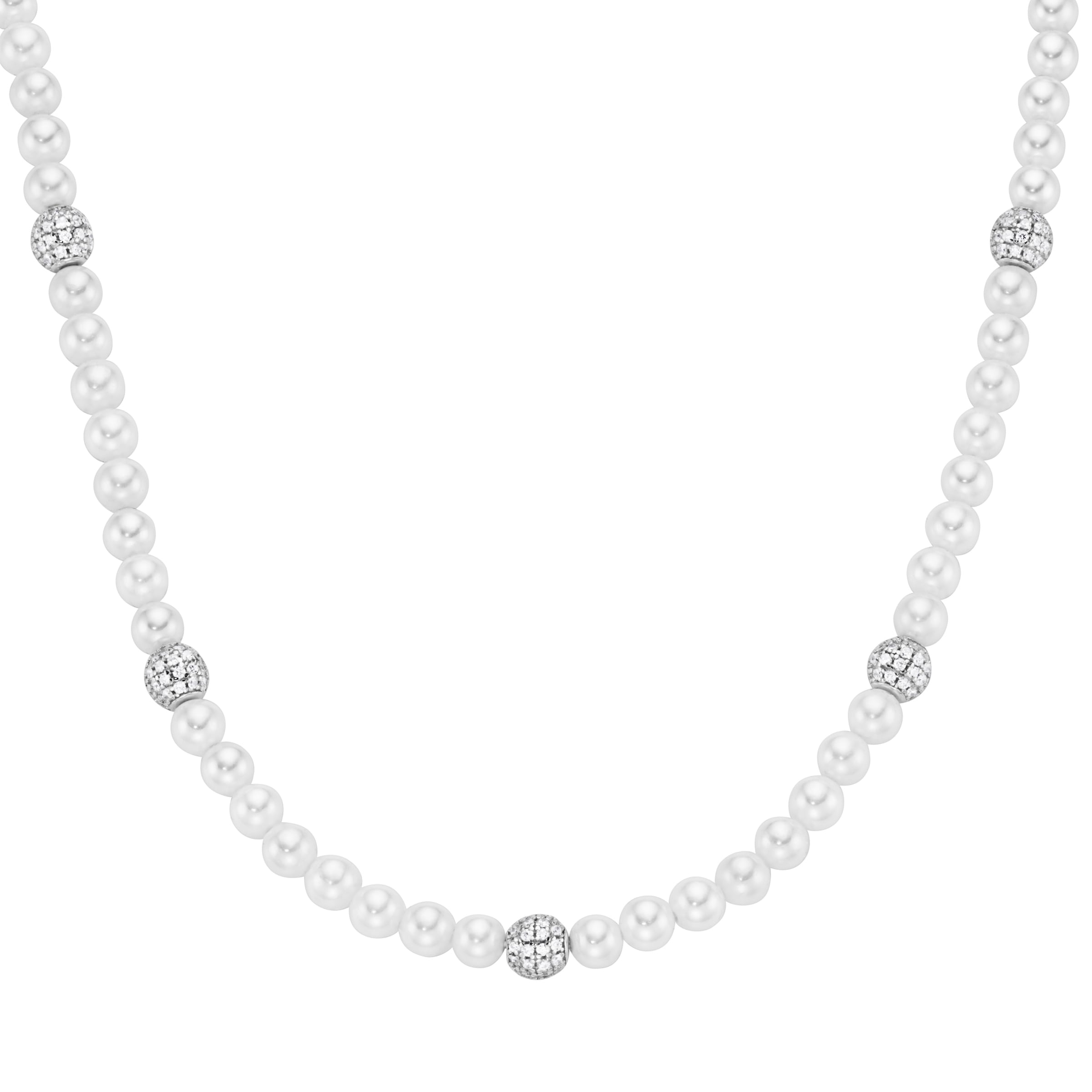 Collier »mit weißen Zirkonia und Muschelkern-Perlen, Silber 925«