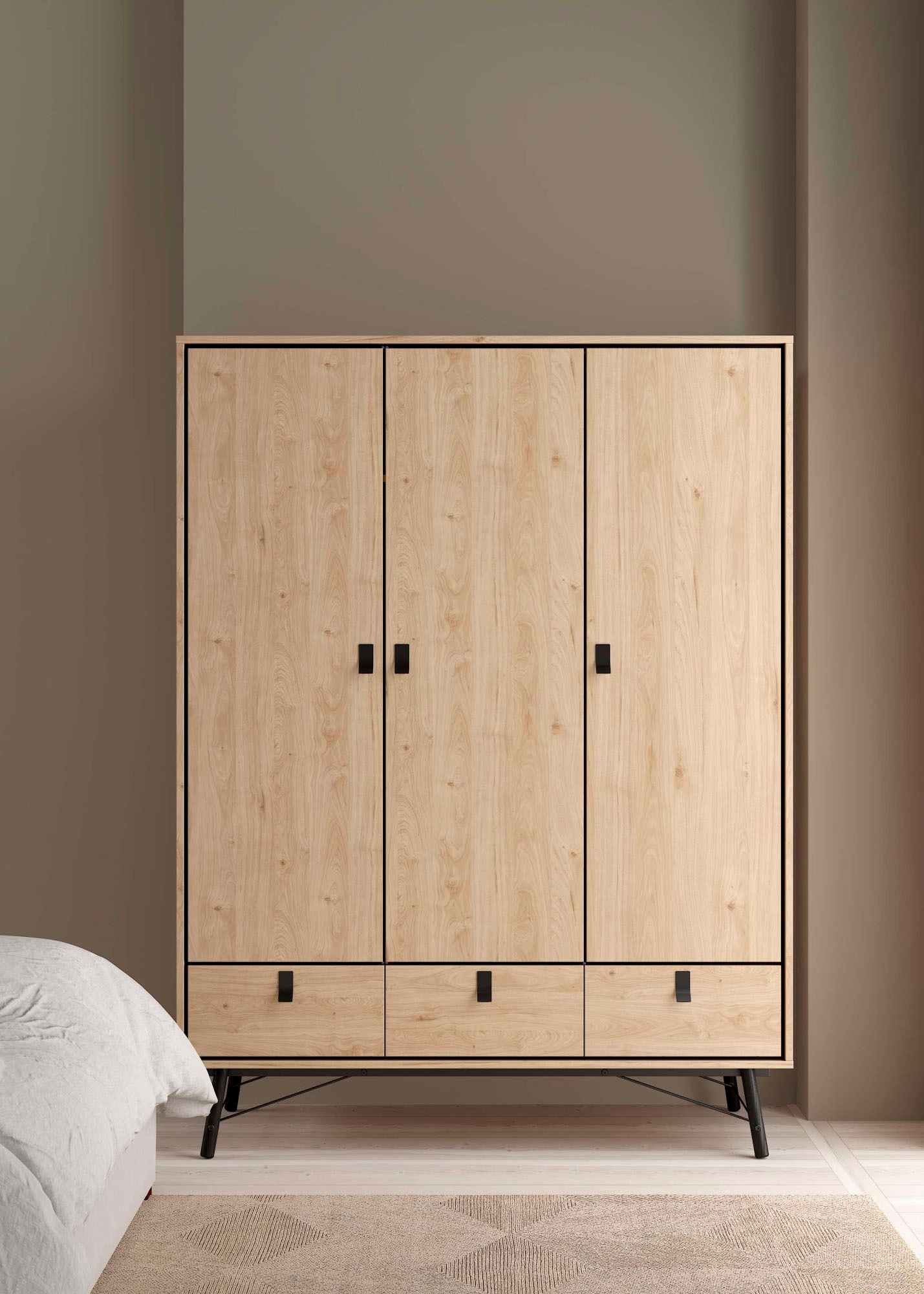 Home affaire Kleiderschrank "RY" mit 3 Türen und 3 Schubladen, Breite/Höhe 150/200 cm