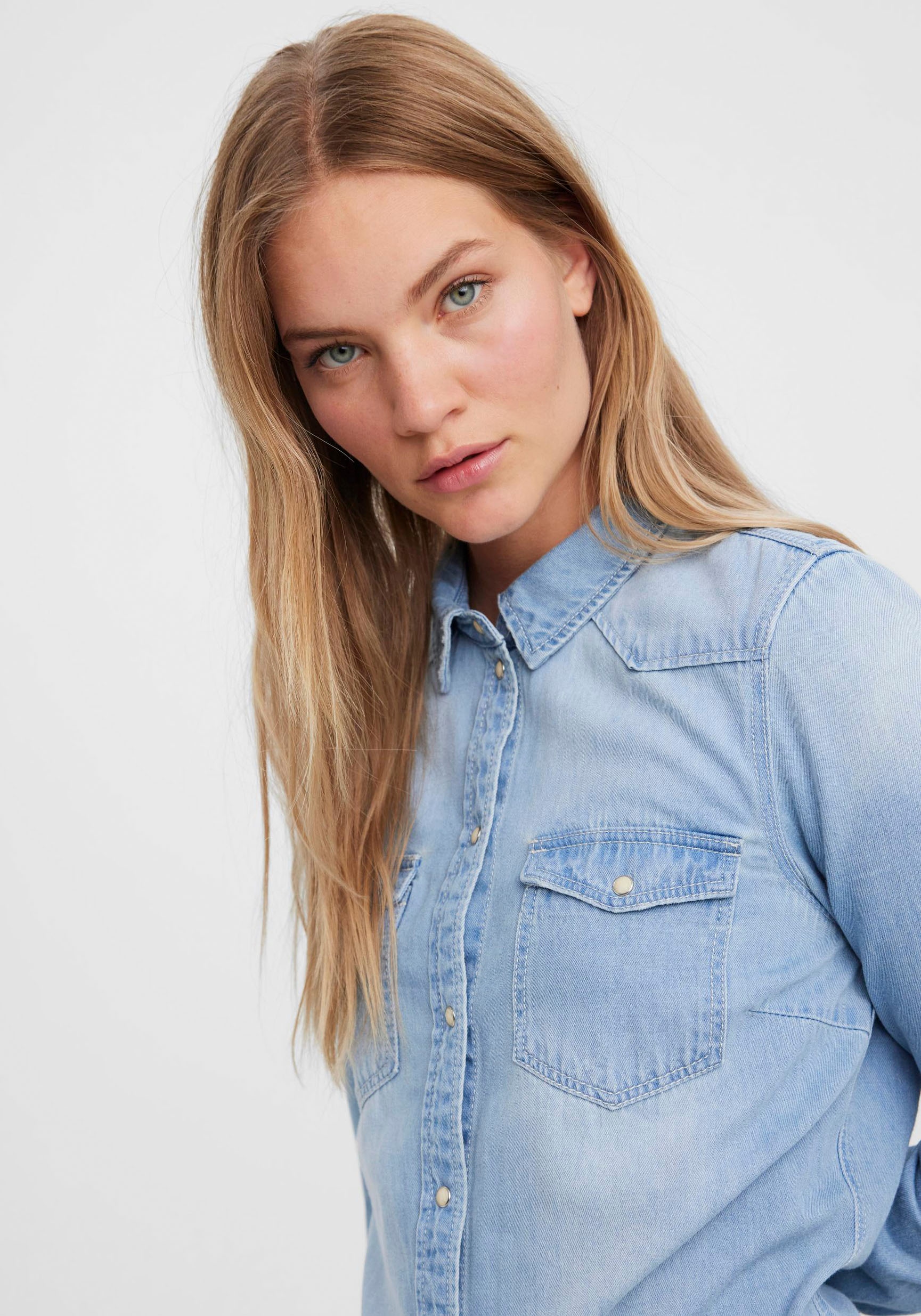 Vero Moda Jeansbluse »VMMARIA LS DENIM SLIM SHIRT MIX NEW«