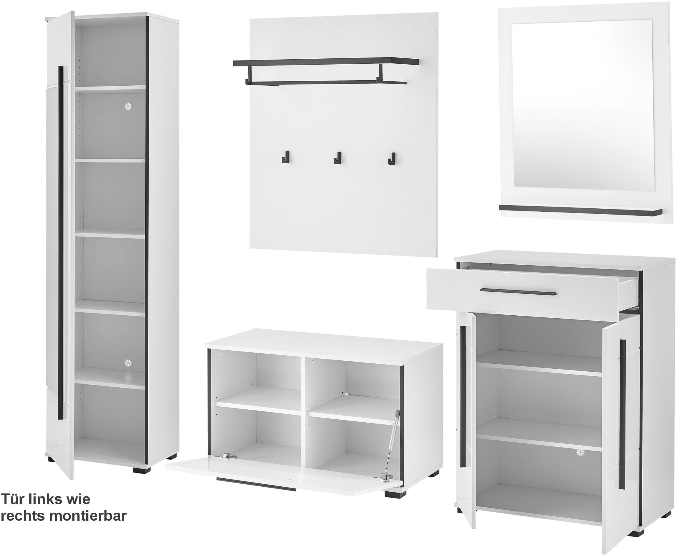 Home affaire Garderoben-Set »Cantara, moderne Garderobe, Komplettset mit viel Stauraum« Komplett-Set, 4 Stk. tlg.