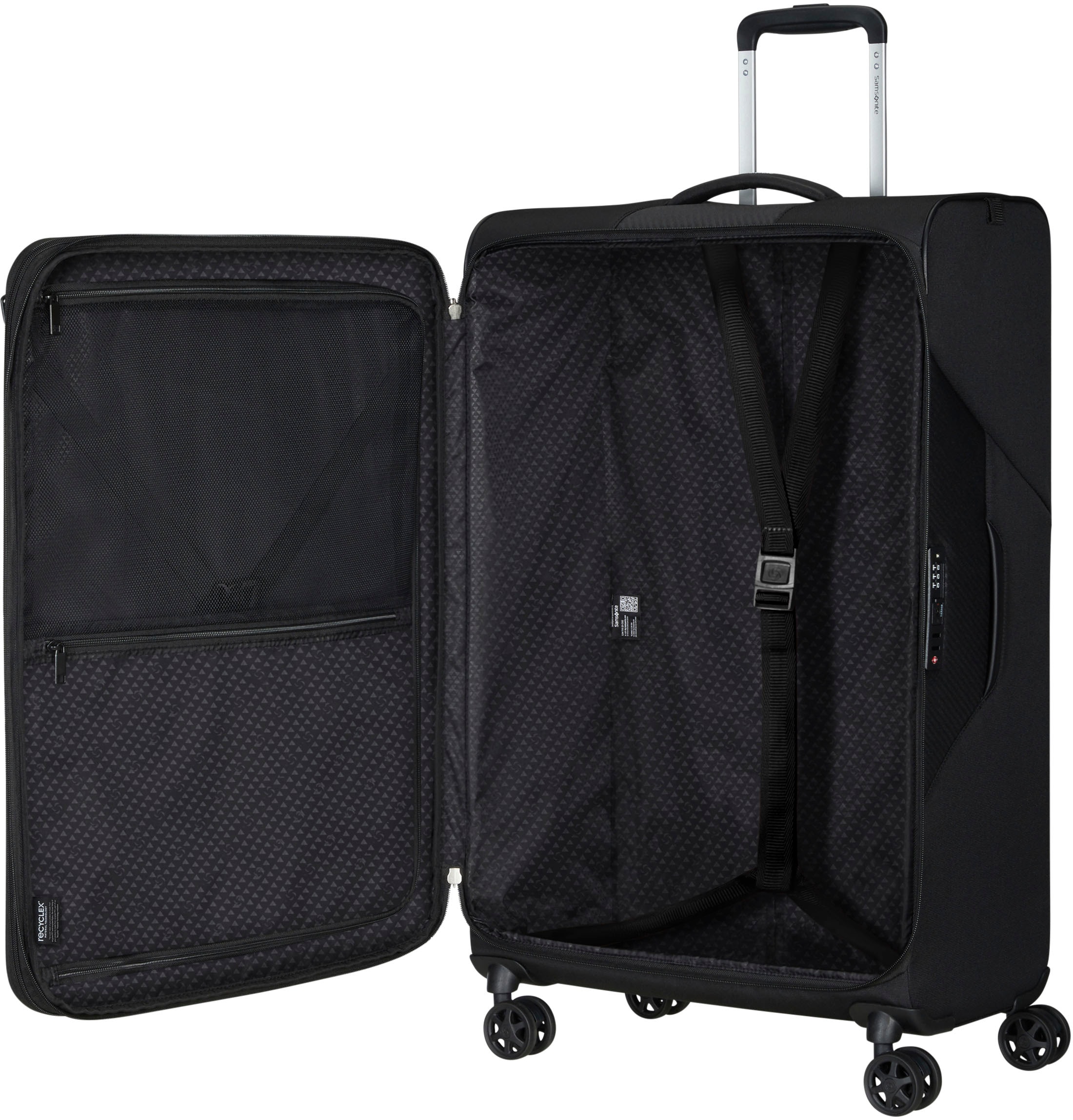 Samsonite Weichgepäck-Trolley »Litebeam, black, 77 cm«, 4 Rollen, Reisekoffer Aufgabegepäck Reisegepäck mit Volumenerweiterung