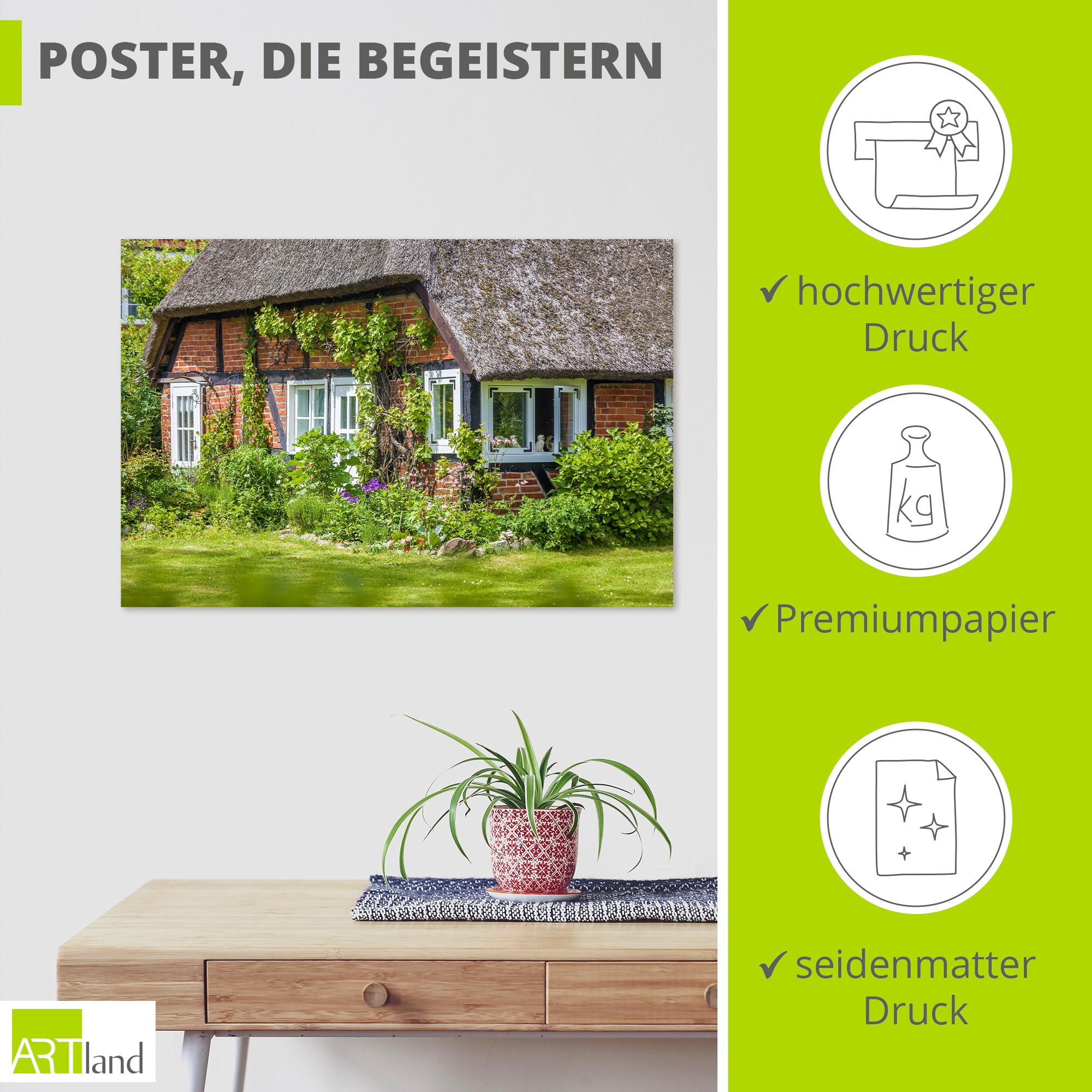 Artland Wandbild »Alter Reetdachhof Zingst an der Ostsee« 1 Stk. tlg. als Alubild, Leinwandbild, Poster, Wandaufkleber in verschied. Größen