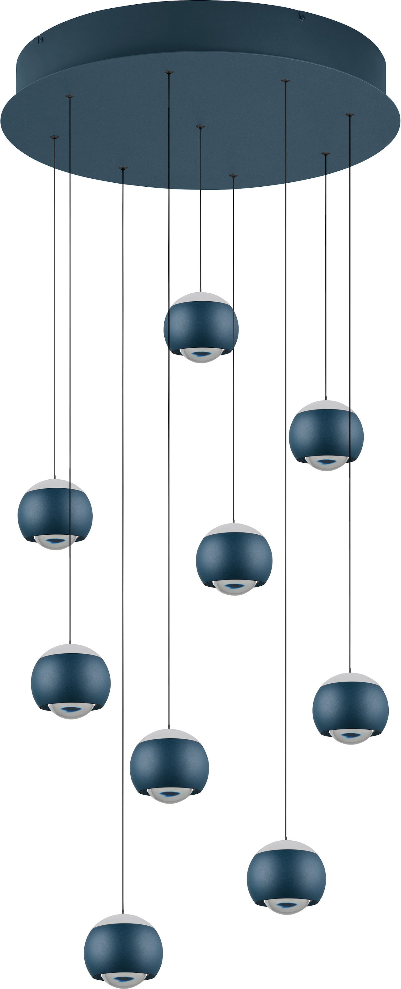 Musterring LED Pendelleuchte »CANNON, 9-flammige LED Hängelampe 5W 500Lumen 2300-4000K CCT« LED-Board 1 Stk. Farbwechsler | warmweiß - kaltweiß mit Fernbedienung, stufenlos höhenverstellbar max 195cm dimmbar Memory