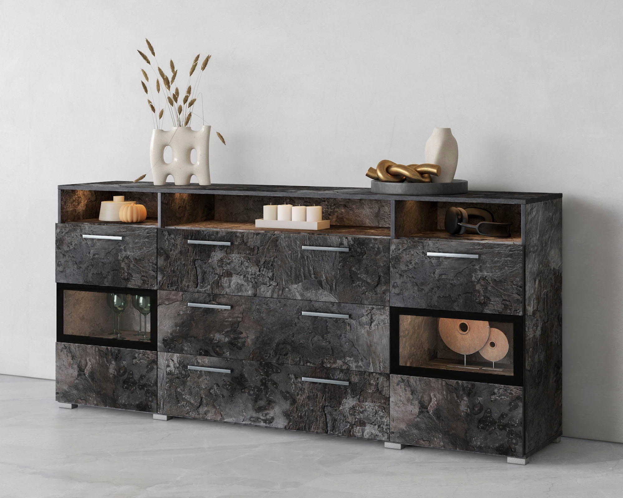 INOSIGN Sideboard "Sarah mix", Breite 182 cm, Türen mit Glaseinsatz günstig online kaufen