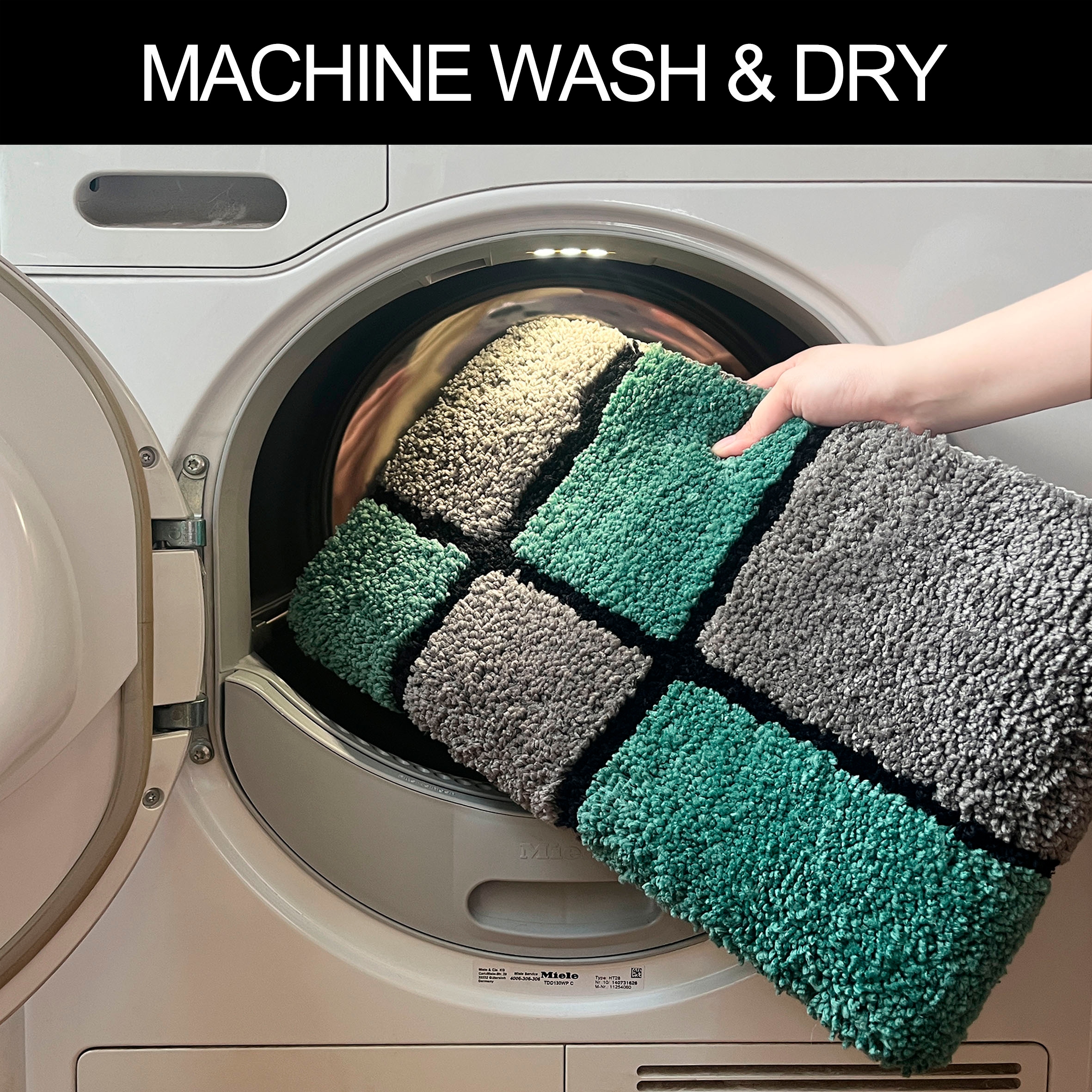my home Badematte »Melli«, rutschhemmend beschichtet, fußbodenheizungsgeeignet, Badteppich, mit Muster, karierte Badematte