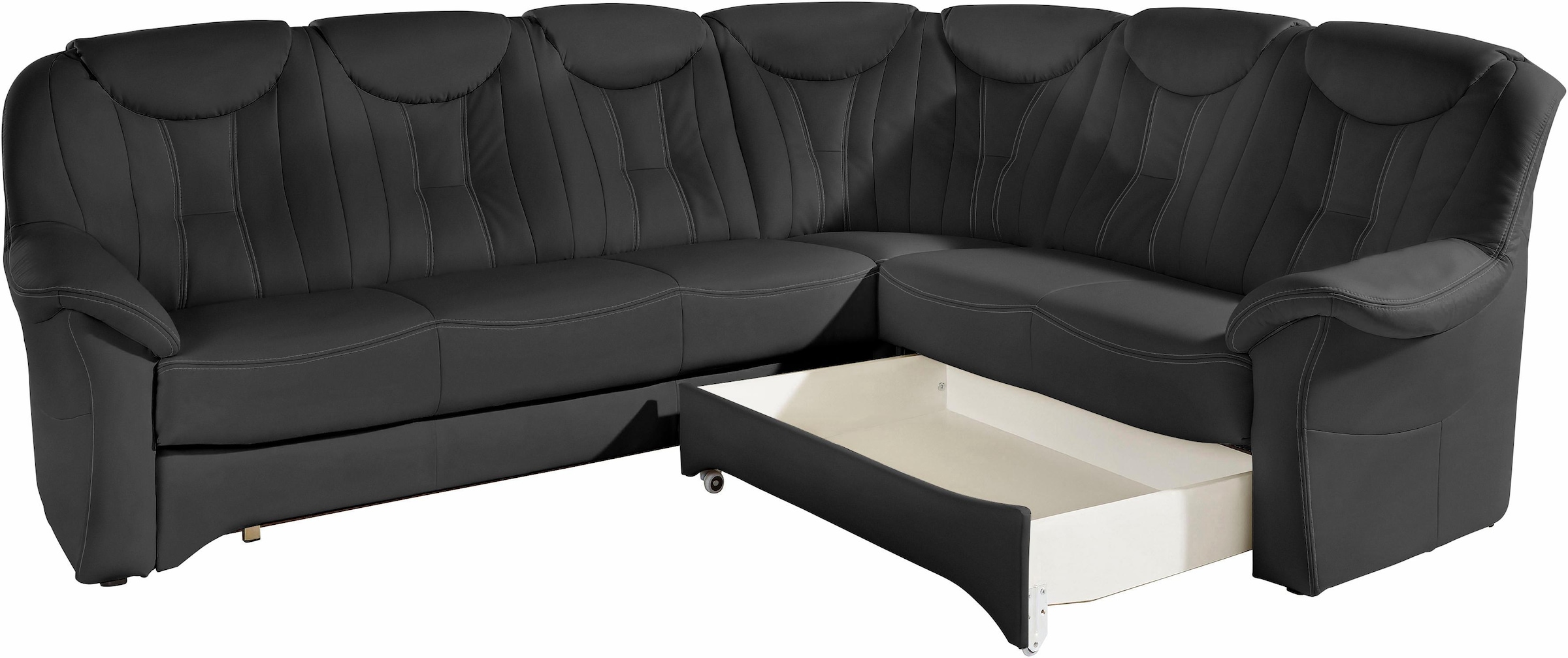 exxpo - sofa fashion Ecksofa »Isabel, klassisch moderne hohe Rückenlehne für mehr Komfort, L-Form«, bequemer Federkern, wahlweise mit Bettfunktion und Bettkasten