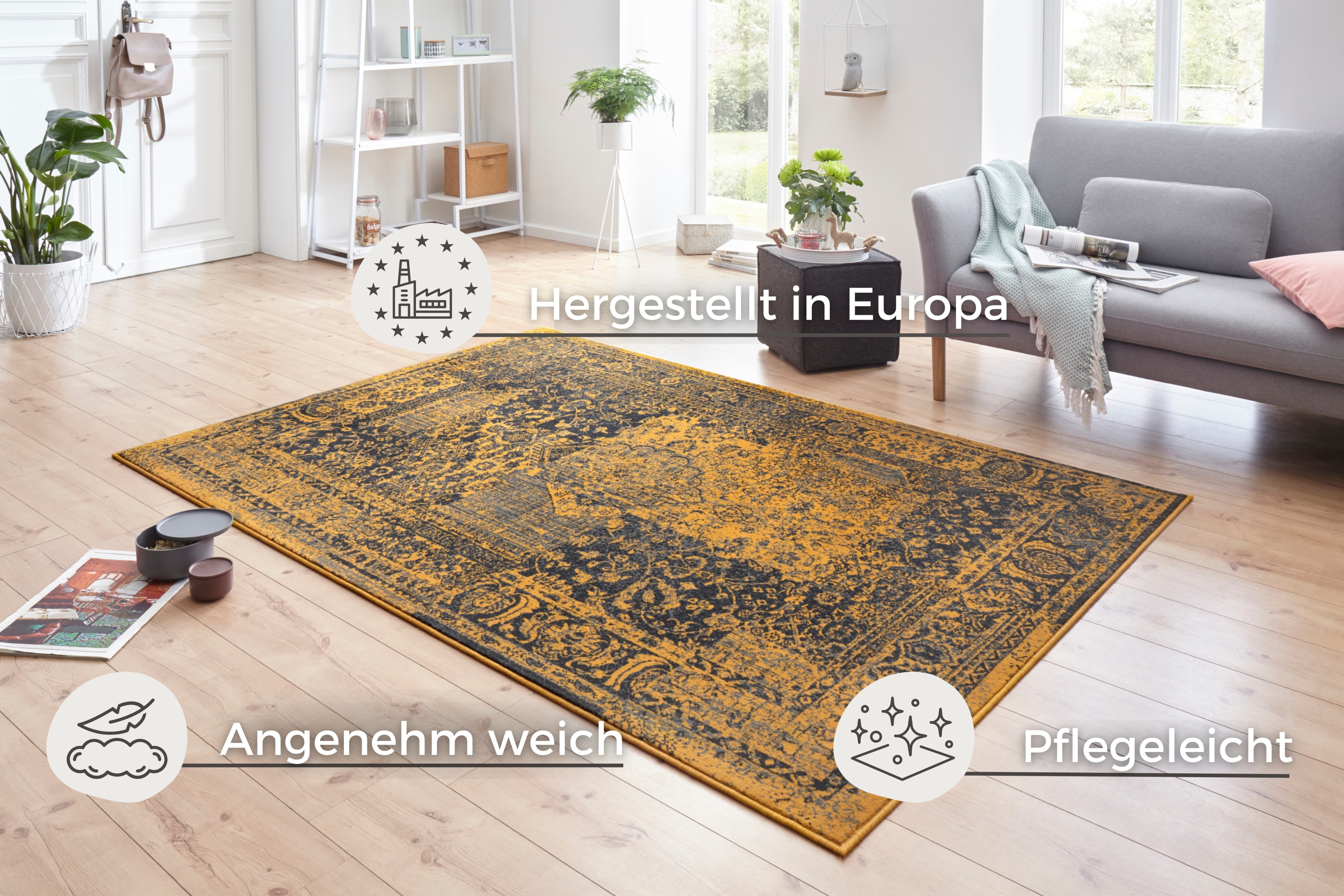 Thumbnail - HANSE Home Teppich "Plume", rechteckig, 9 mm Höhe, Kurzflor, Used-Look, Teppich, Vintage, Esszimmer, Wohnzimmer, Flur