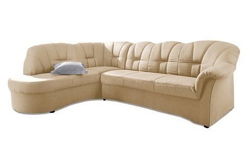 DOMO collection Ecksofa "Papenburg, zeitlose Rückensteppung, elegante Armlehne, L-Form" mit Ottomane, wahlweise mit Bettfunktion, OTTOs Choice