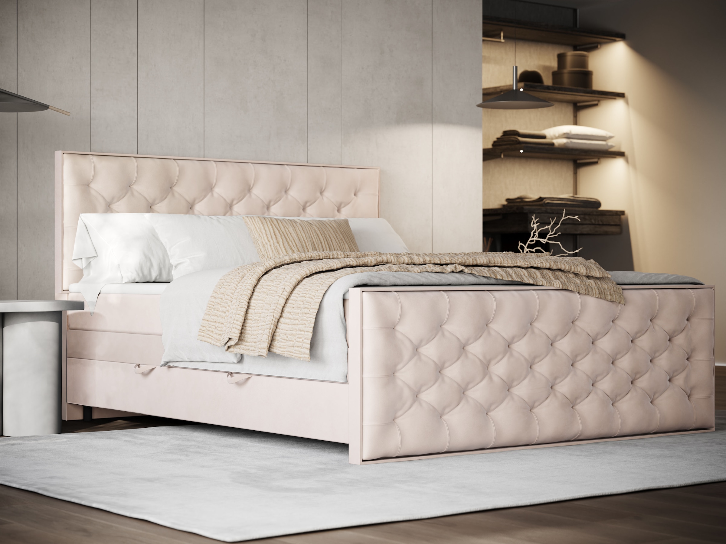 FORTE Boxspringbett »Lanciano Max inkl. zwei Bettkästen und Kaltschaum Topper«, und einer 7-Zonen-Tonnentaschenfederkernmatratze H2/H3