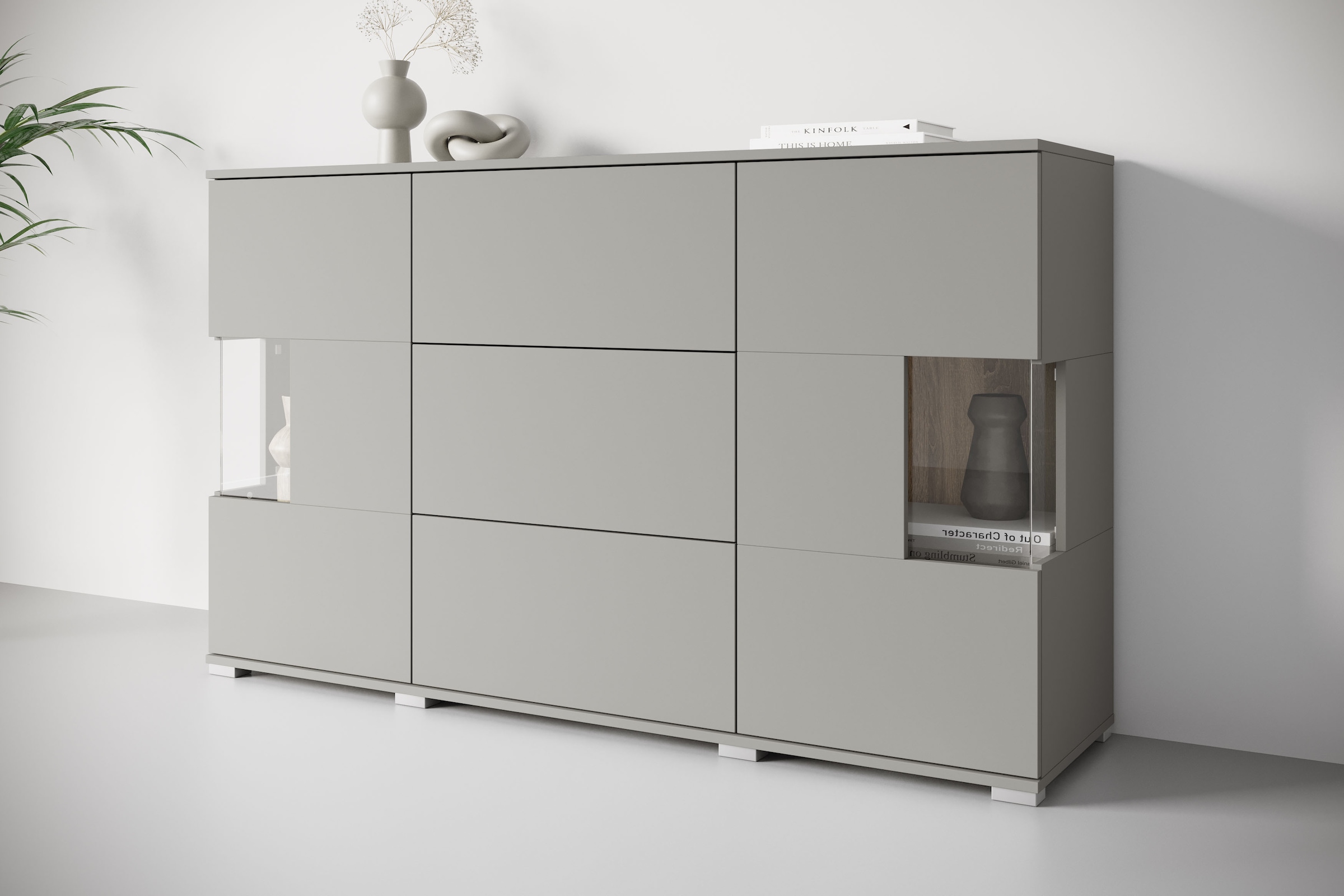 INOSIGN Sideboard »Kenia«, (1 St.), Sideboard mit 3 Schubladen, 6 Fächern, Glastüren, Breite 150 cm