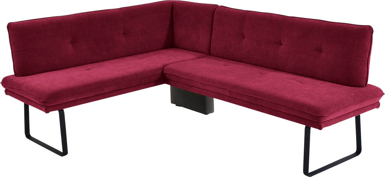 Eckbank K+W KOMFORT & WOHNEN, rot (bordo), B:157cm H:87cm T:207cm, Sitzbänke, Eckbank, Polstereckbank in Spitzkissenoptik, Sitz und Rücken gesteppt