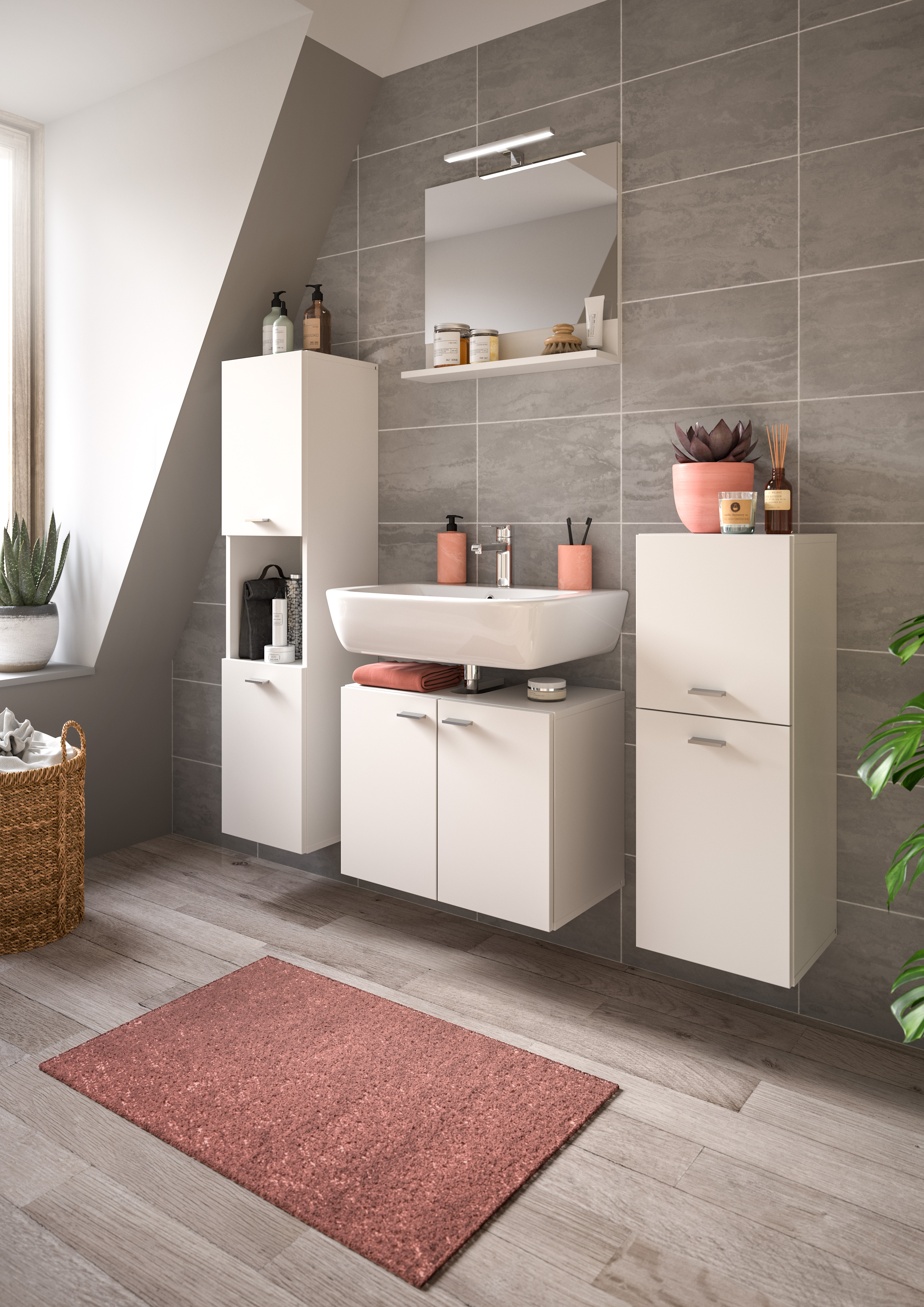 welltime Badmöbel-Set "Tampa, Breite 137cm, 4-teilig" 4 Stk. tlg. Waschbeck günstig online kaufen