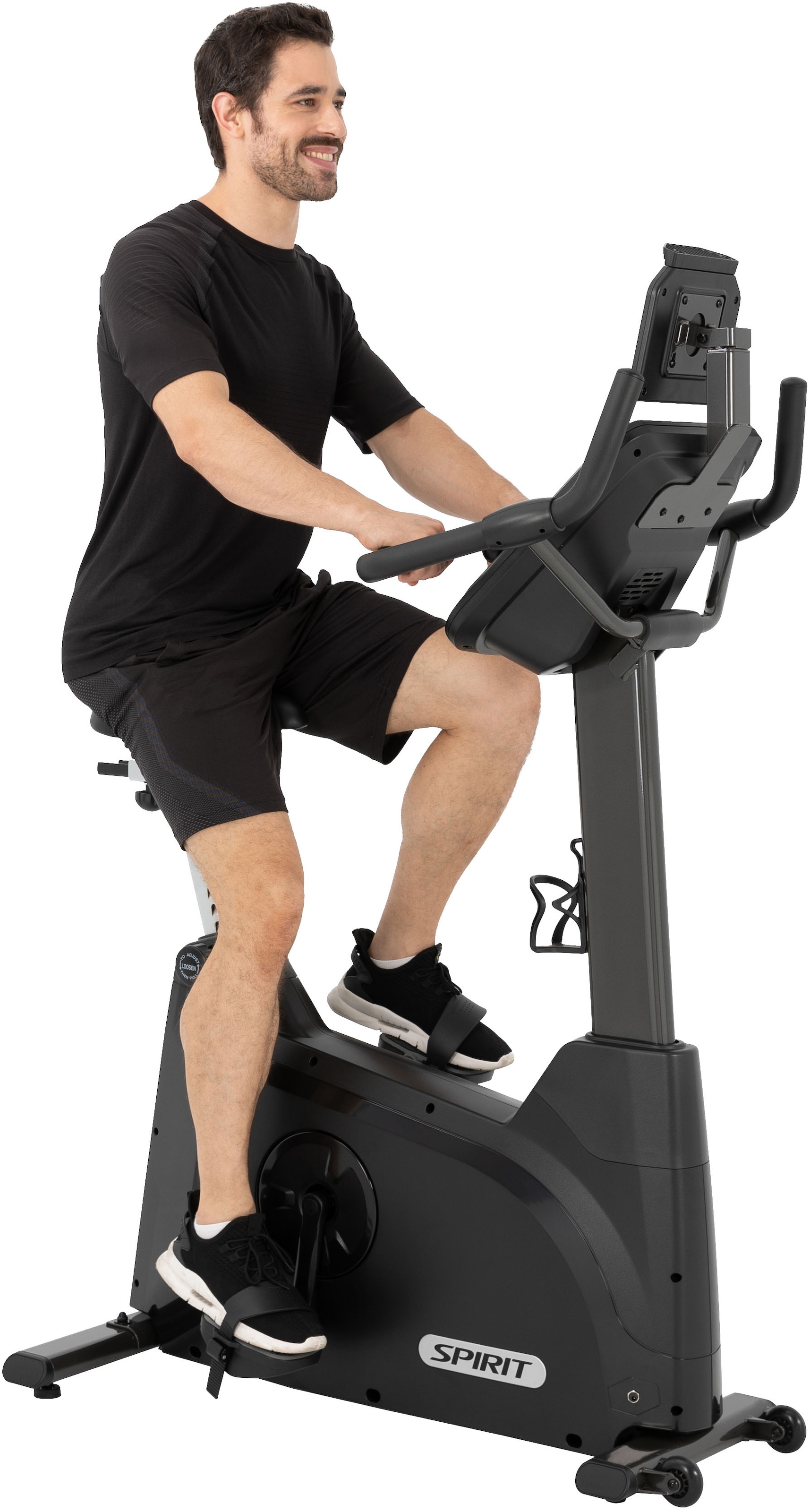 SPIRIT FITNESS Heimtrainer "Spirit Fitness Ergometer XBU55", B:55cm H:157cm L:108cmschwarz, Heimtrainer, Kompatibel mit Zwift / Kinomap