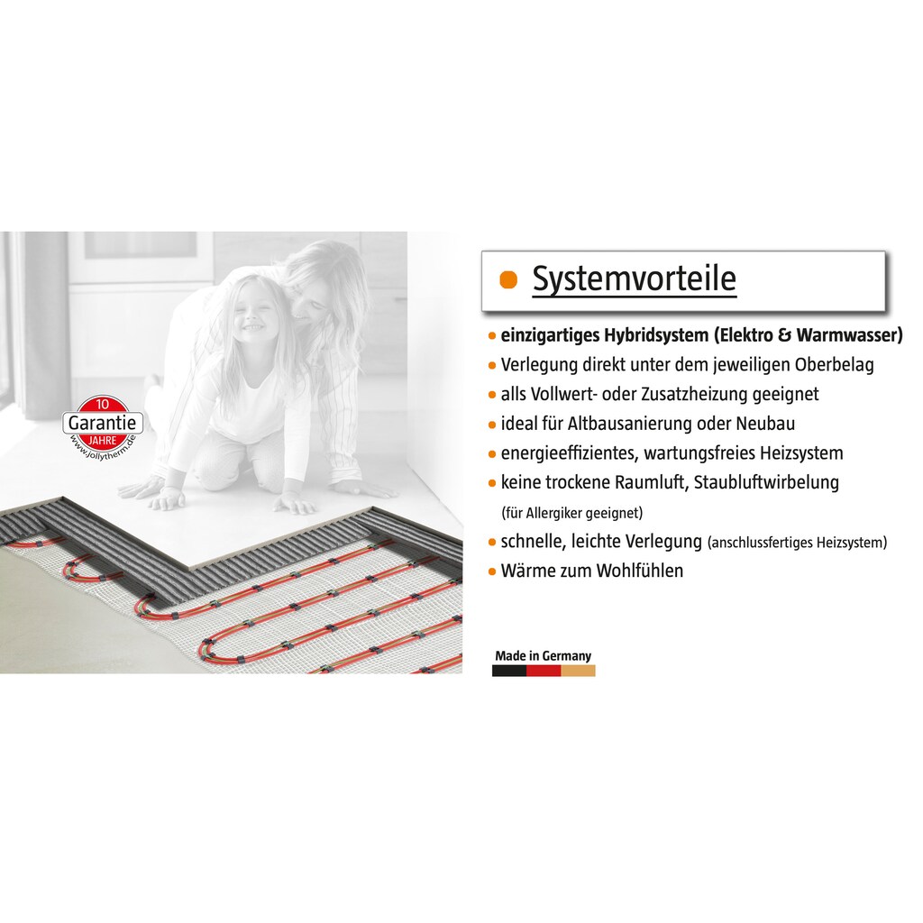 bella jolly Fußbodenheizung »Vario-Heat Hybrid 7,5qm (3x 3,1m x 0,8m), 1125W / 600W«, Länge: 3x3,1m