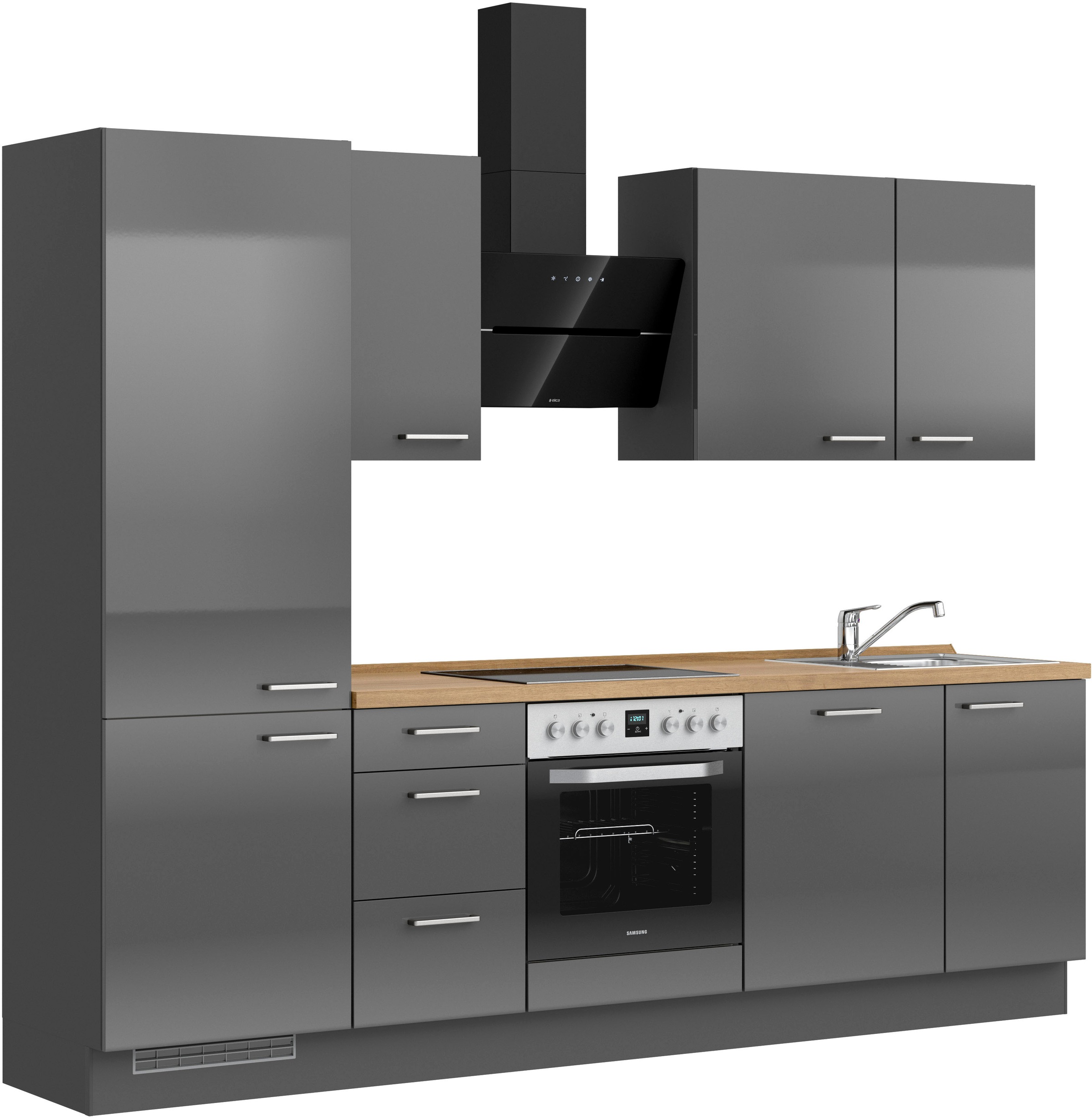 nobilia® Küchenzeile »"Flash premium"«, vormontiert, Ausrichtung wählbar, Breite 270 cm, mit E-Geräten