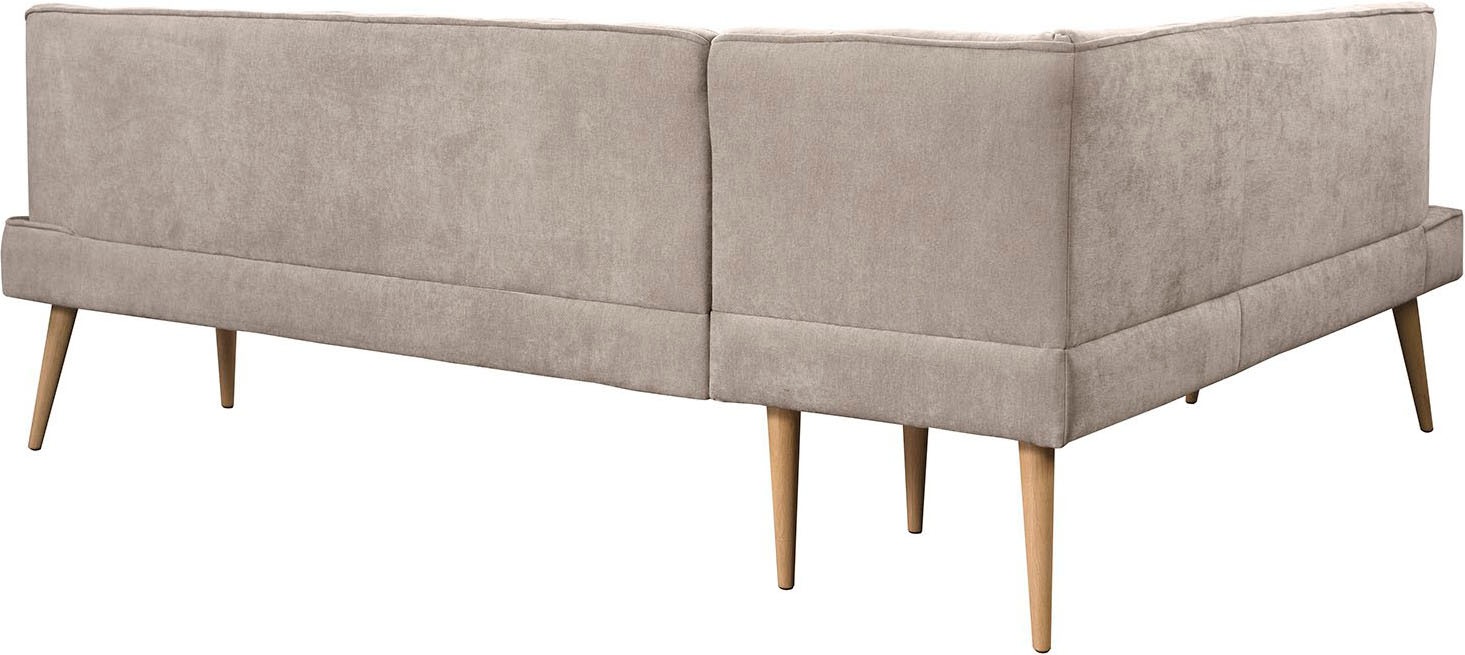 Eckbank EXXPO - SOFA FASHION "Latte", beige, B:254cm H:95cm T:196cm, 100% PES, Sitzbänke, Eckbank, moderne Sitz- und Rückensteppung, bequem und elegant, hoher Holzfuß 3