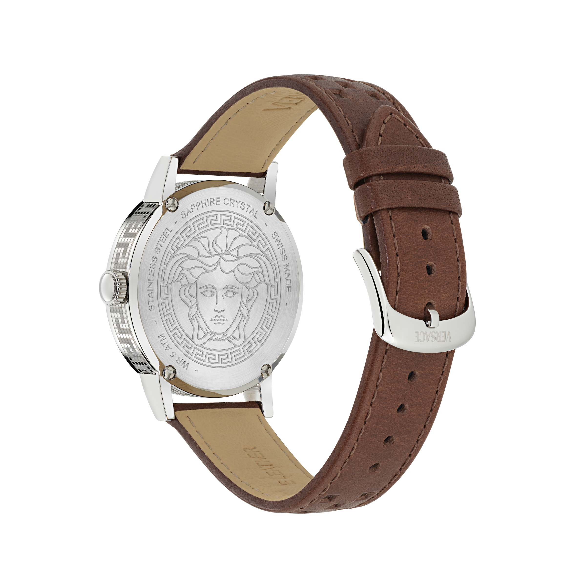 Versace Quarzuhr »ALBIREO« Armbanduhr, Damenuhr, Herrenuhr, Swiss Made, Lederarmband, analog