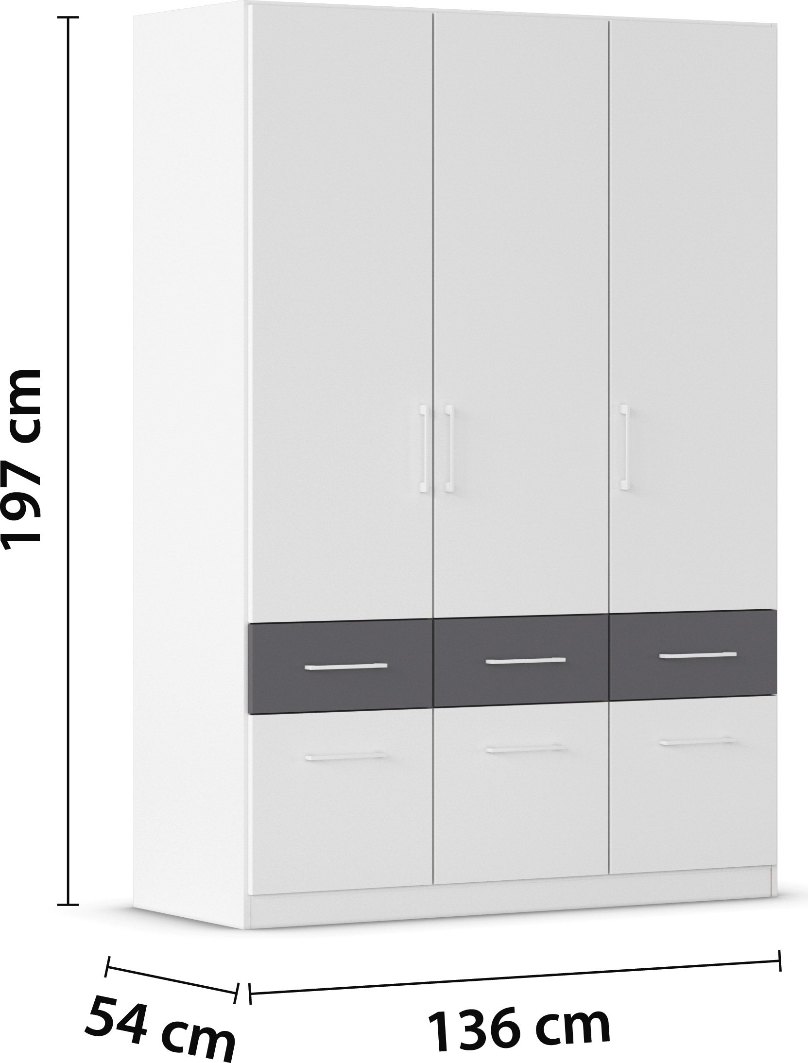 rauch Kleiderschrank »Kleiderschrank Schrank Garderobe Wäscheschrank DUNDEE«, (mit 3 Griff-Varianten), Schubladen in zwei Höhen, optional mit Spiegel MADE IN GERMANY