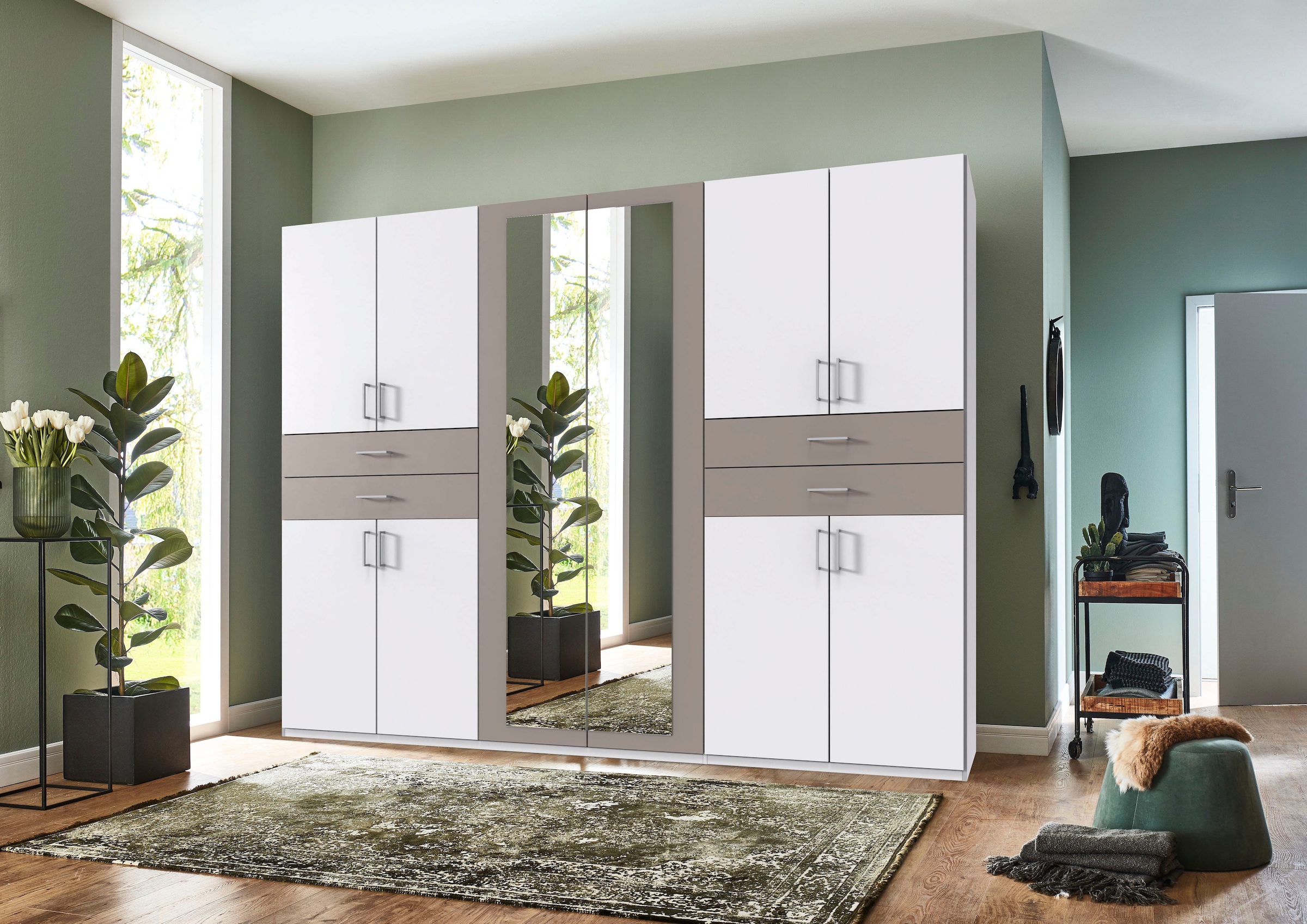 Wimex Kleiderschrank »Taiga Kleiderschrank mit Spiegel OTTOs Choice Topseller«, mit Schubladen auf bequemer Höhe, Garderobe Schlafzimmerschrank
