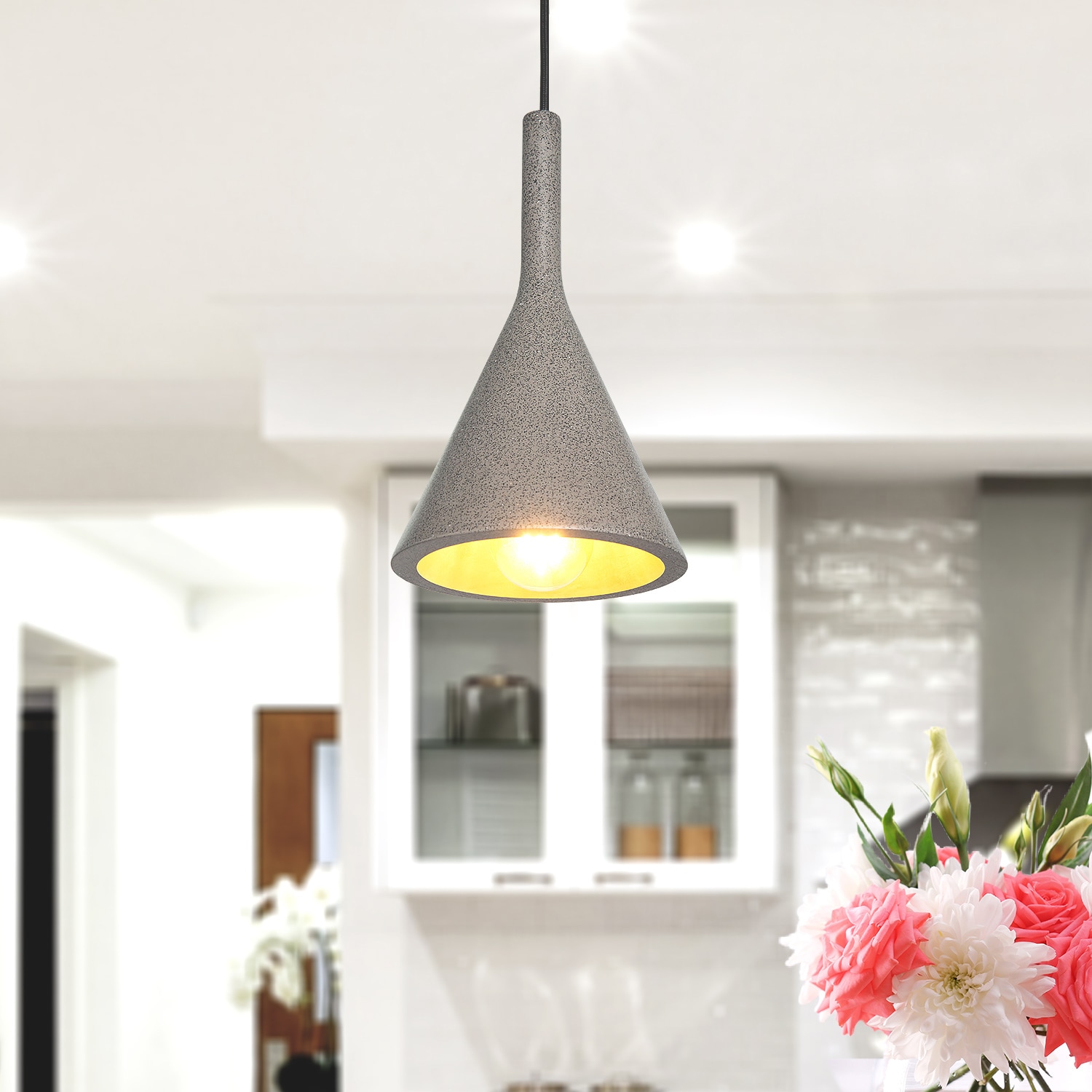 Paco Home Pendelleuchte Lampe Höhenverstellbar Esszimmer | Für 1 LED, »CLOUCH«, Küche, flammig-flammig, Wohnzimmer E27, BAUR