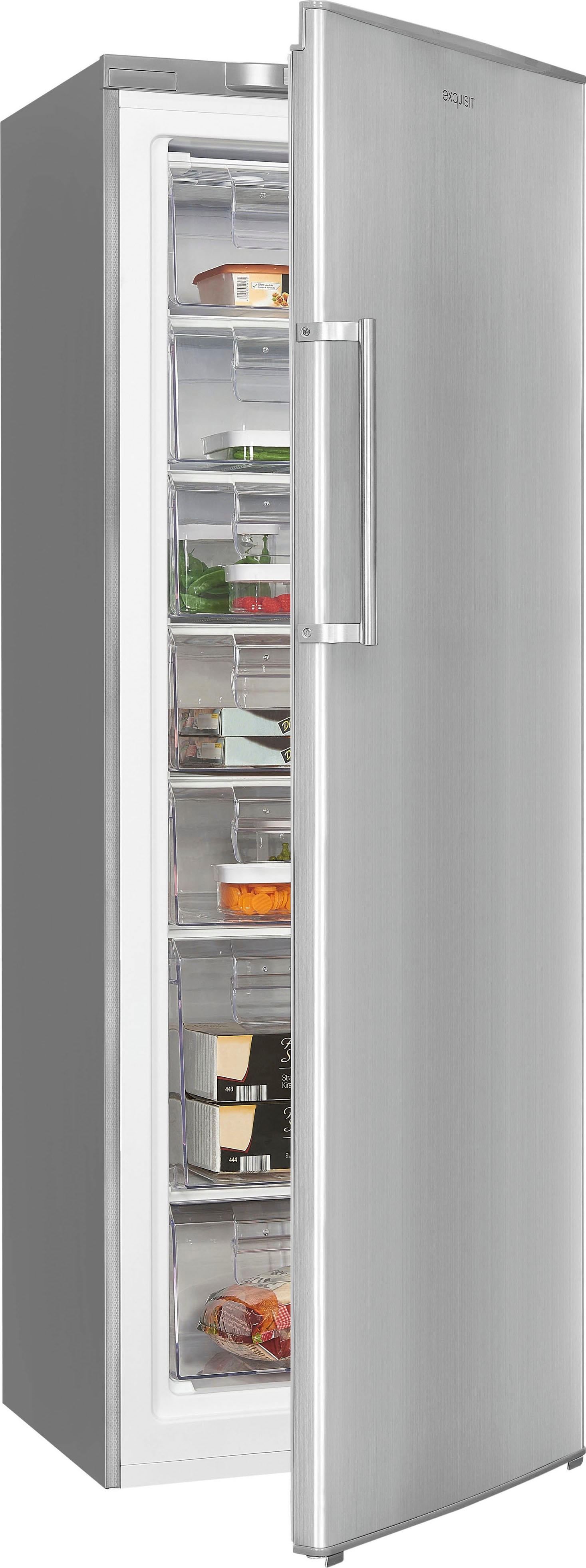 exquisit Gefrierschrank "GS280-HE-040D" 171 cm hoch 60 cm breit 4*-Gefrierschrank No Frost mit LED-Anzeige & praktischem Griff