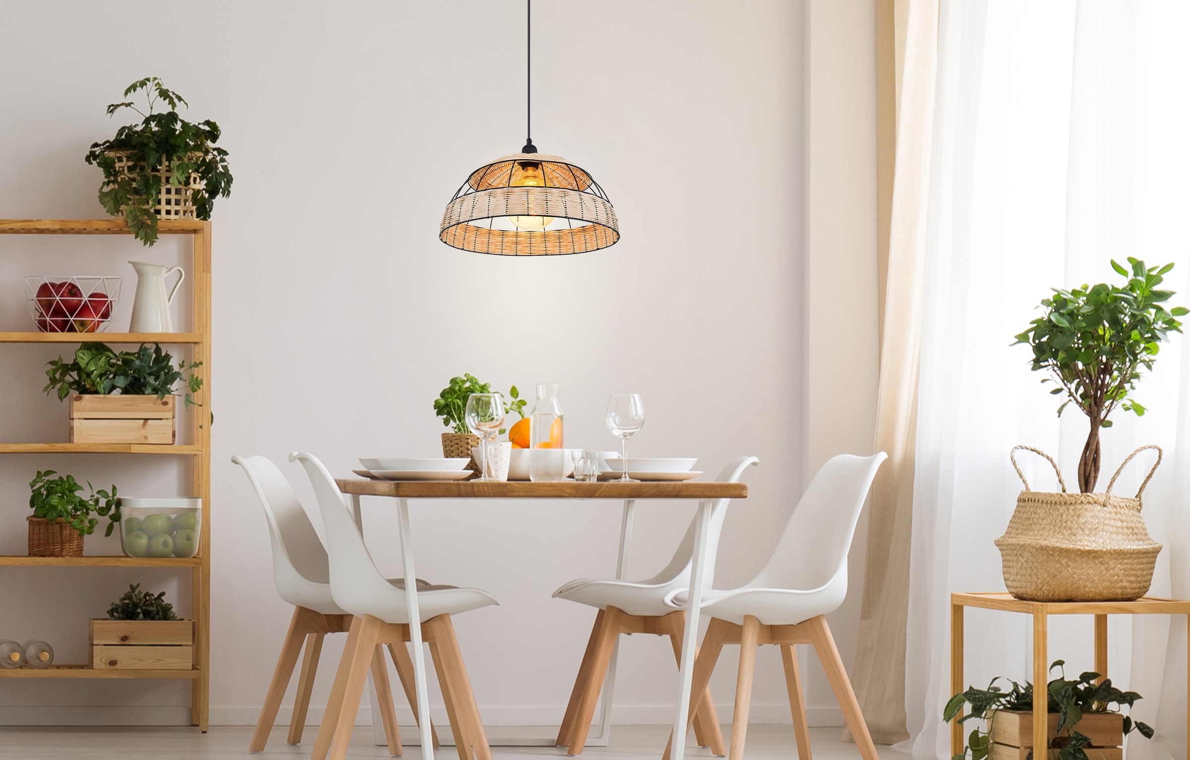 GLOBO LIGHTING Hängeleuchte »STRAHLER« E27 1 Stk. Hängeleuchte für Esszimmer Rattan