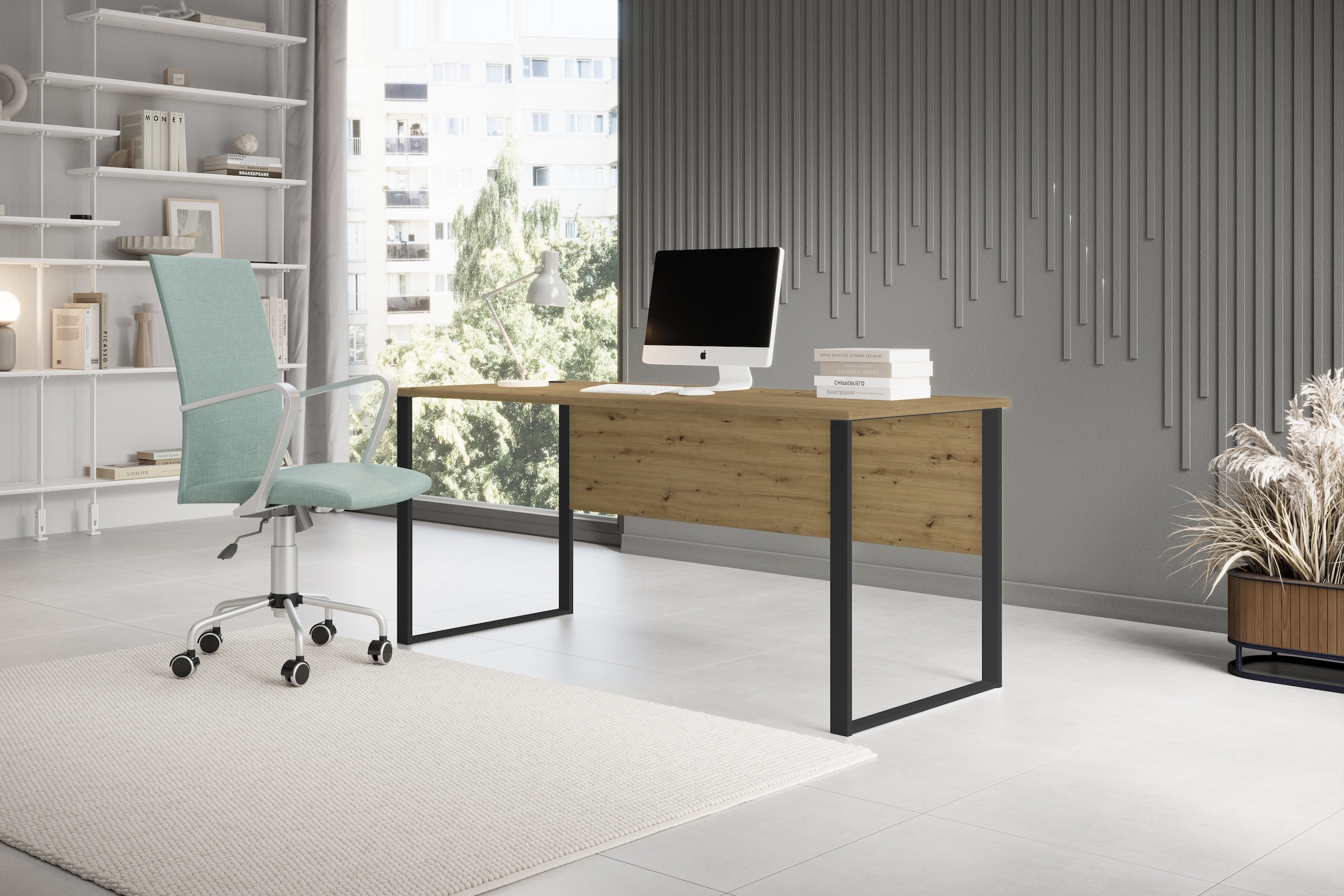 BEGA OFFICE Schreibtisch "Amanda" 1 Stk. tlg. Kabeldurchlass, Metallkufen, günstig online kaufen