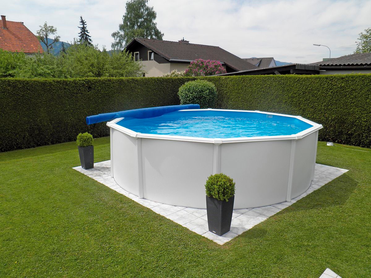 KWAD Rundpool "Steely Deluxe Heat inkl. Solarabdeckplane" Höhe: 120 cm, mit günstig online kaufen