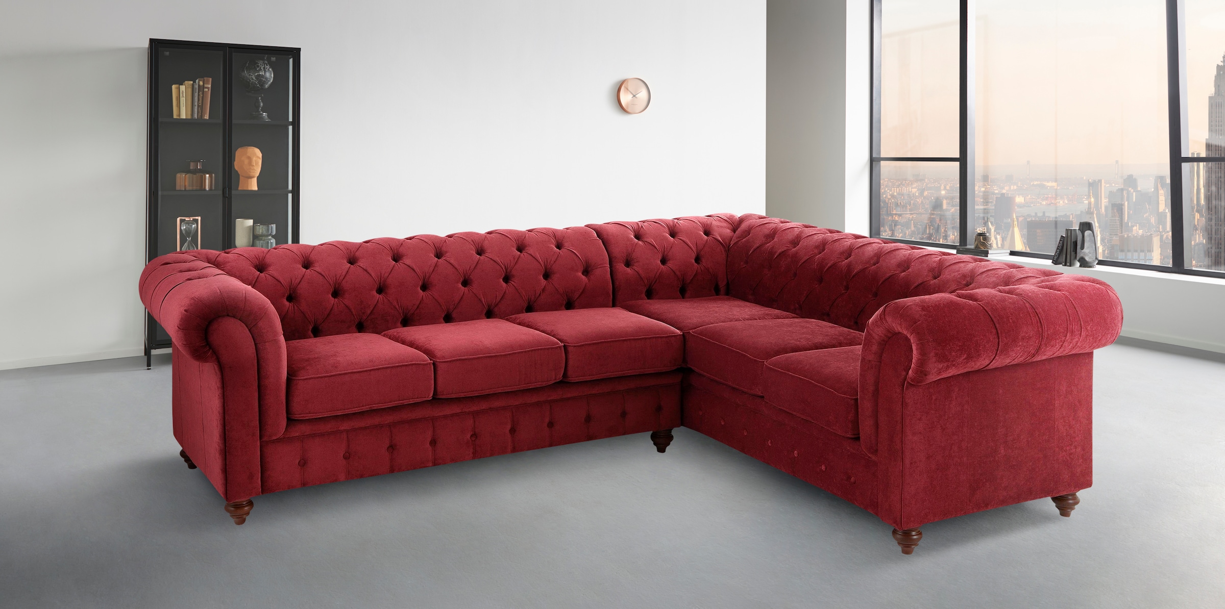 Home affaire Chesterfield-Sofa »Chesterfield Ecksofa, auch in Leder L-Form«, hochwertige Knopfheftung, langer Schenkel links oder rechts wählbar