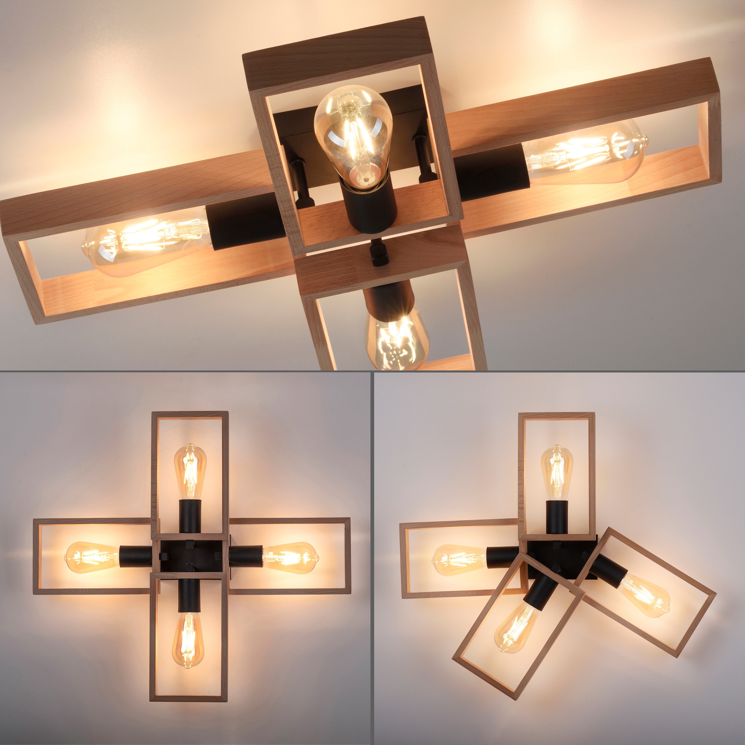 Home affaire Deckenleuchte E27 | für Leuchtmittel »Nohen«, (Akazienholz), BAUR geeignet Deckenlampe Holz flammig-flammig, 4 aus