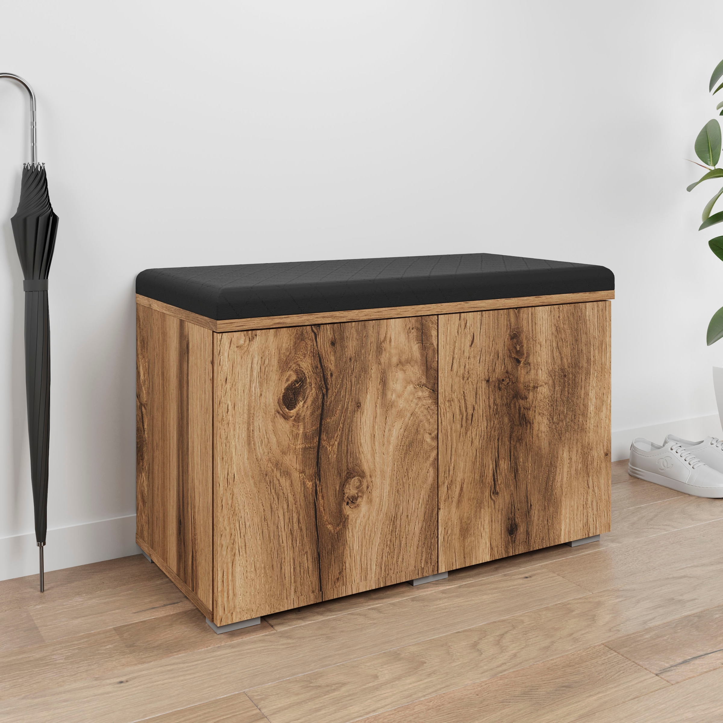 OTTO home Sitzbank "Paris" inkl. Sitzkissen, moderne Truhenbank B/T/H 70x35x45, Flurbank mit Sitz aus Kunstleder