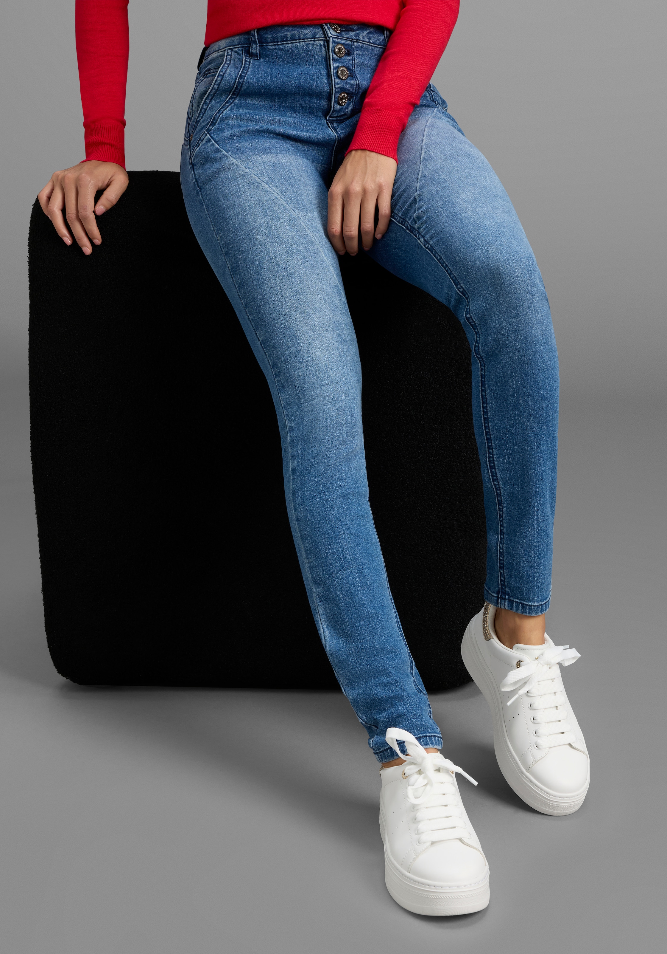 Bruno Banani Skinny-fit-Jeans mit schrägen Nähten - NEUE KOLLEKTION günstig online kaufen